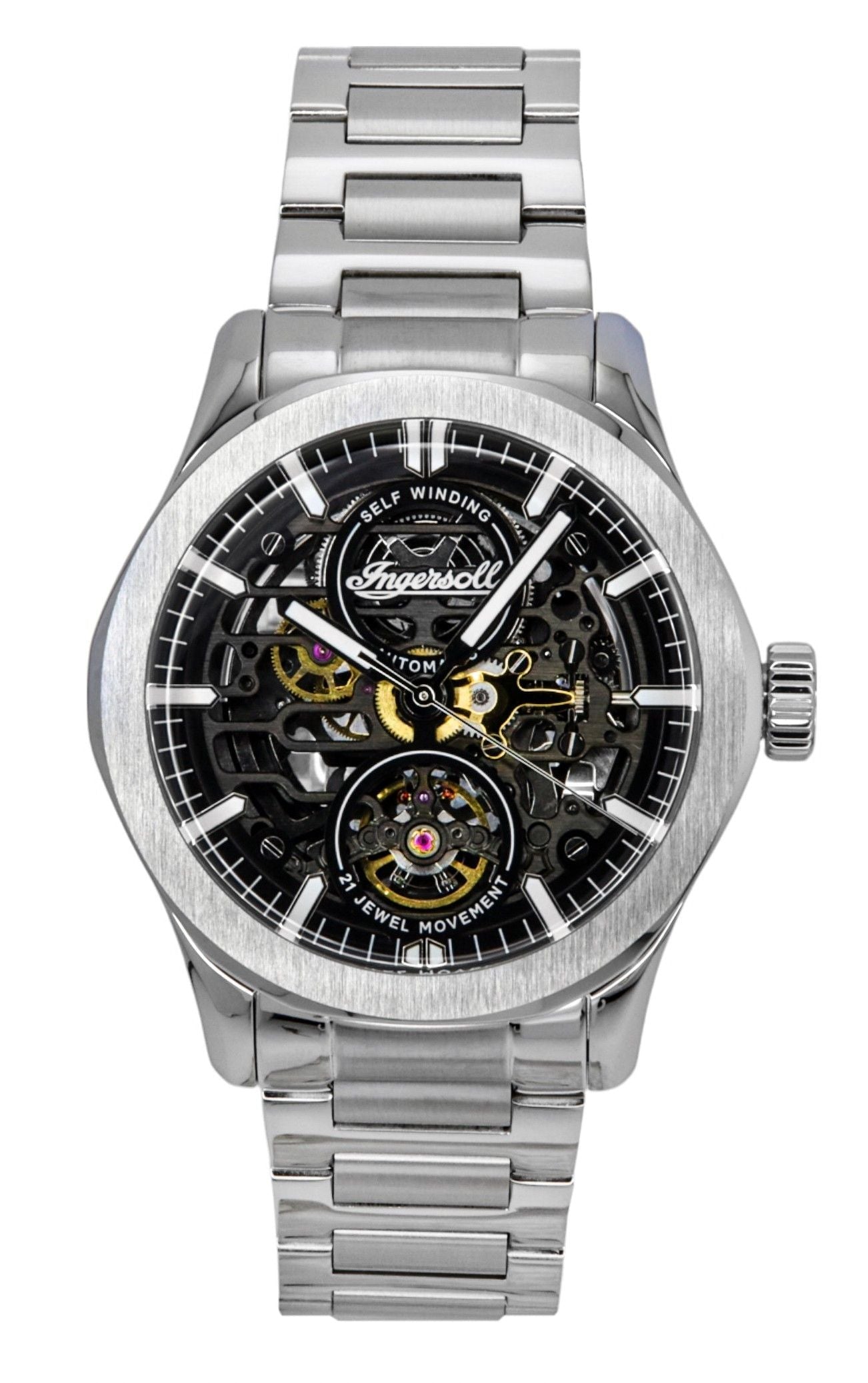 Ingersoll The Bronc Stainless Steel Black Skeleton Dial Automatic I16701 Men's Watch - Prestige Stones