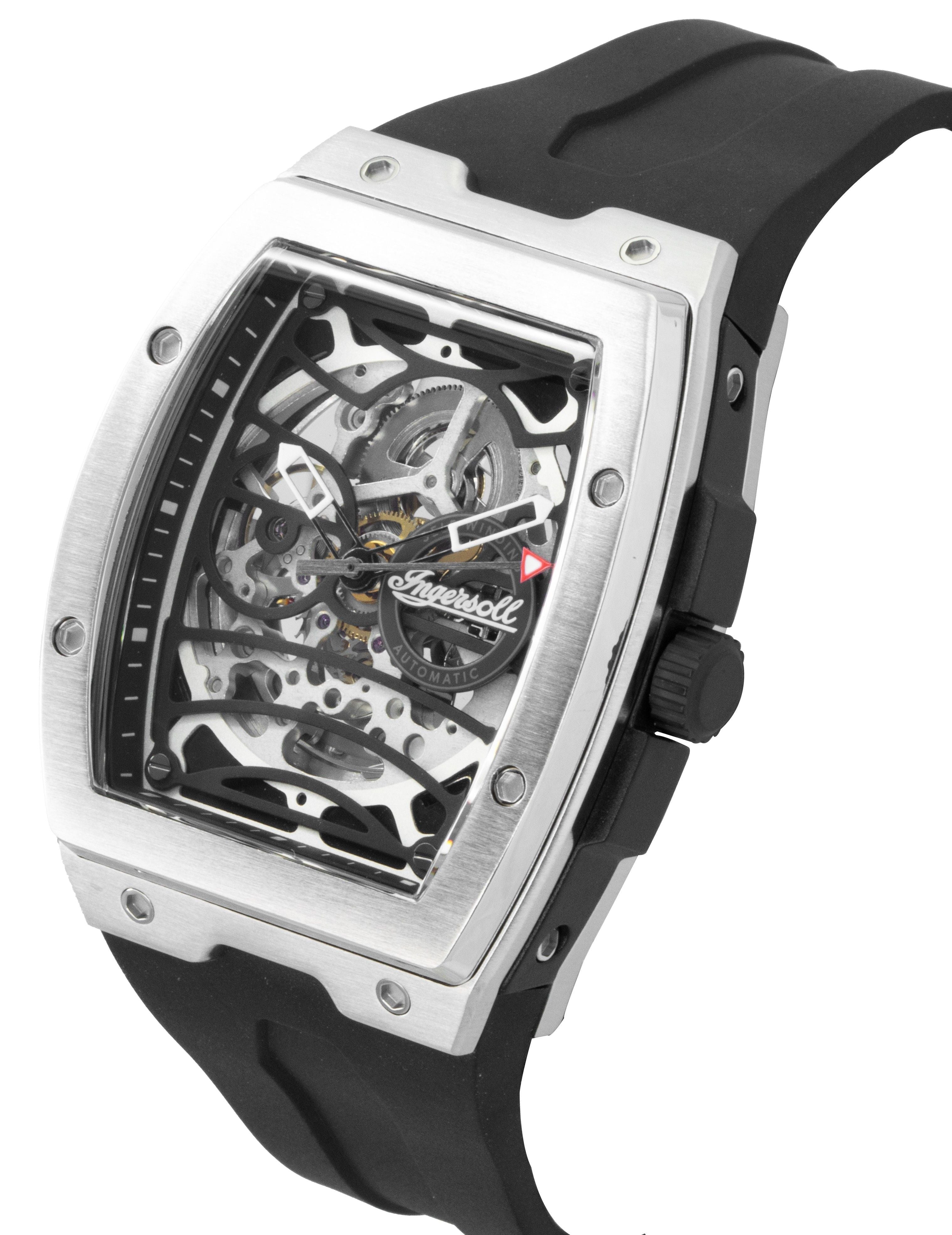 Ingersoll The Challenger Rubber Strap Black Skeleton Dial Automatic I12301 Men's Watch - Prestige Stones