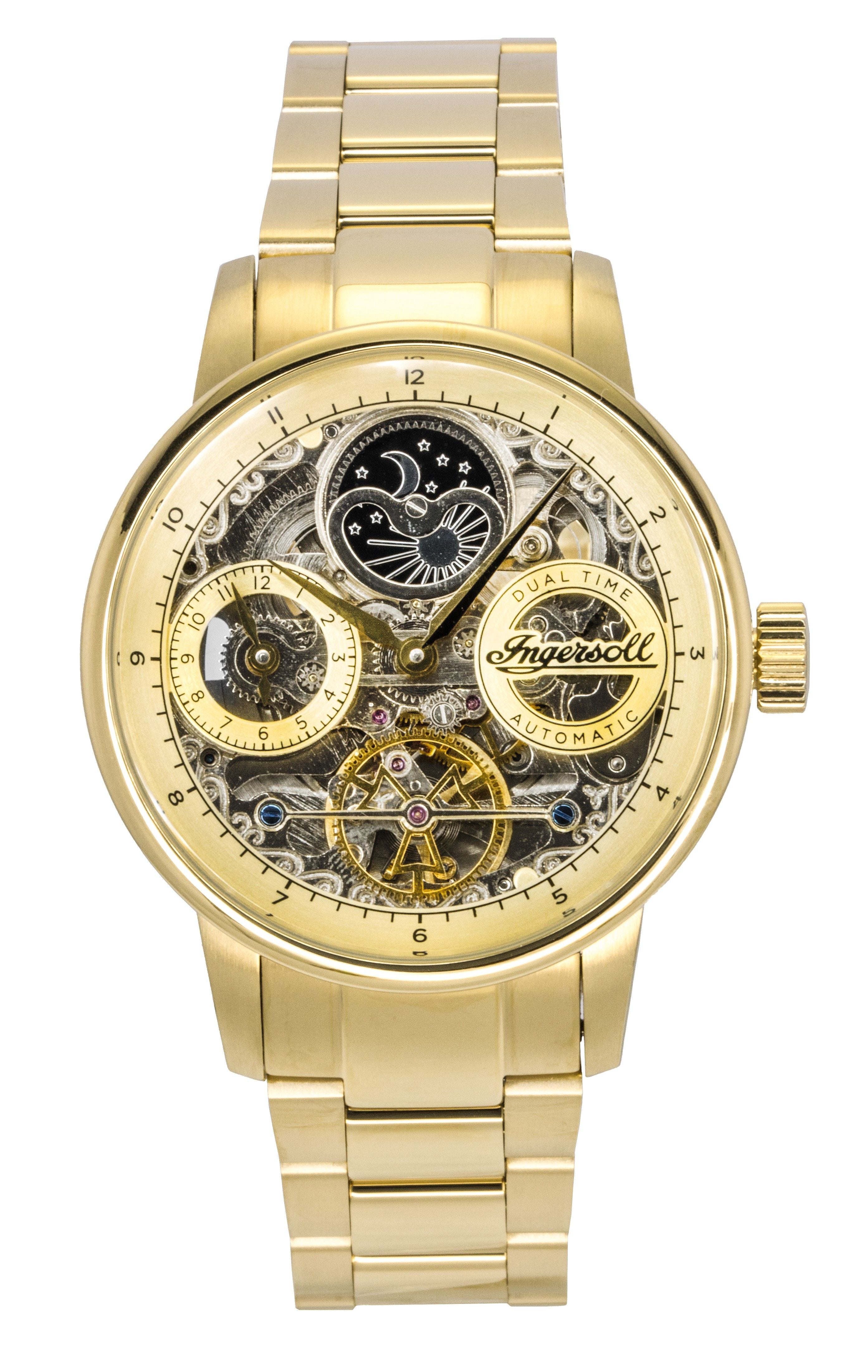 Ingersoll The Jazz Stainless Steel Gold Skeleton Dial Automatic I07711 Men's Watch - Prestige Stones