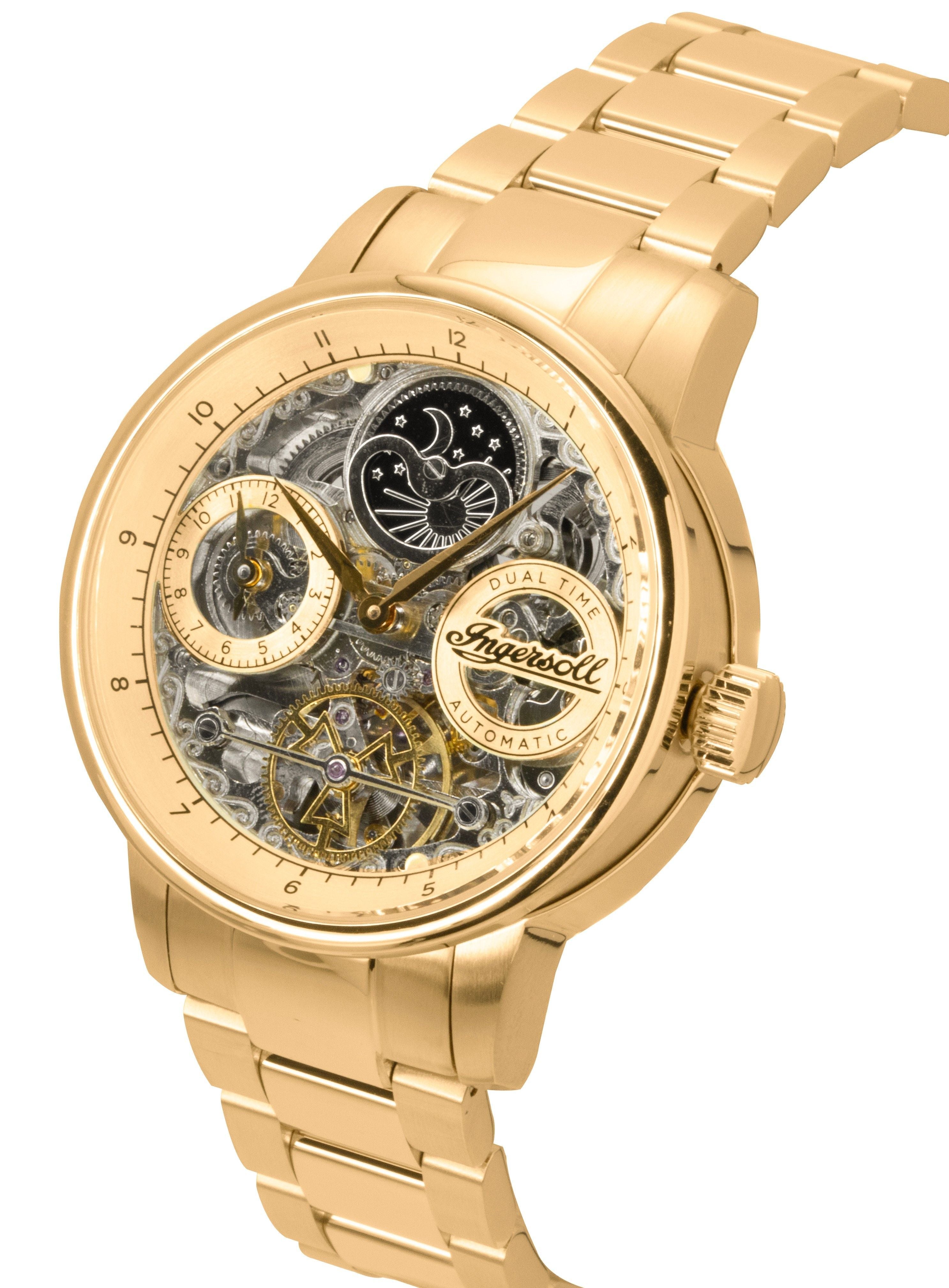 Ingersoll The Jazz Stainless Steel Gold Skeleton Dial Automatic I07711 Men's Watch - Prestige Stones