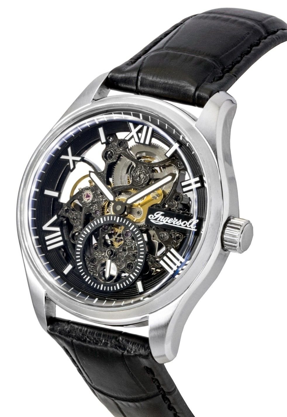 Ingersoll The Maverick Leather Strap Black Skeleton Dial Automatic I17401 Men's Watch - Prestige Stones