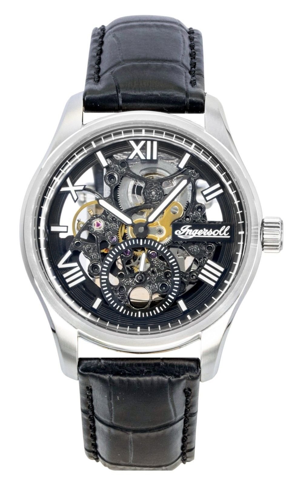 Ingersoll The Maverick Leather Strap Black Skeleton Dial Automatic I17401 Men's Watch - Prestige Stones