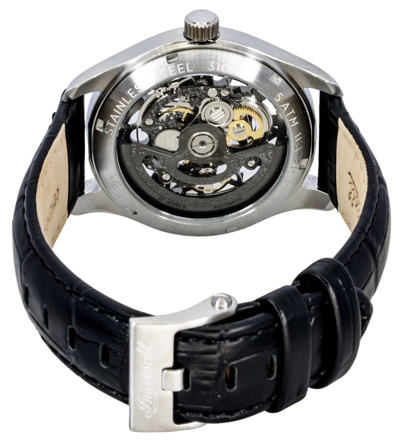 Ingersoll The Maverick Leather Strap Black Skeleton Dial Automatic I17401 Men's Watch - Prestige Stones