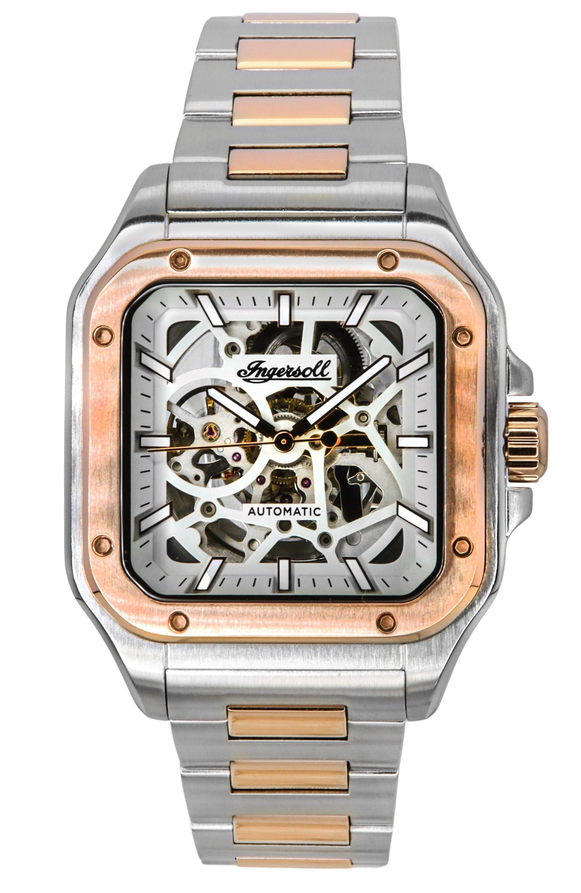 Ingersoll The Ollie Two Tone Stainless Steel Grey Skeleton Dial Automatic I14502 Men's Watch - Prestige Stones