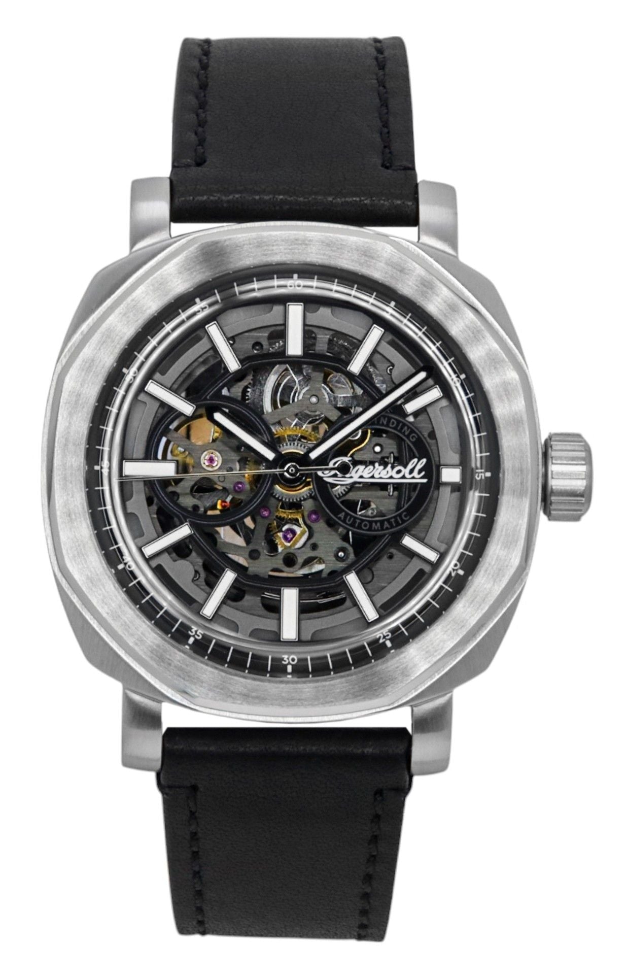 Ingersoll The Outrider Leather Strap Black Skeleton Dial Automatic I16401 Men's Watch - Prestige Stones