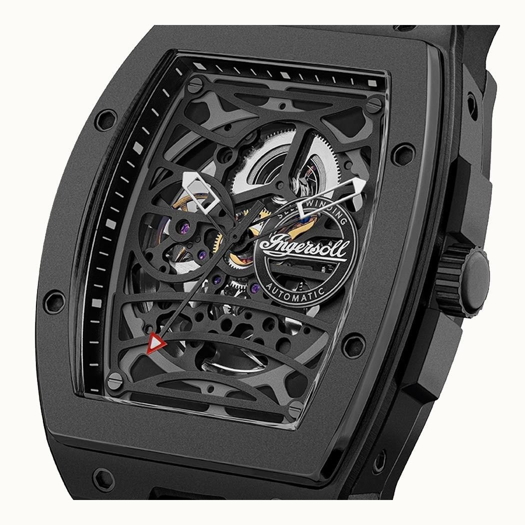Ingersoll The Rim Polyurethane Strap Black Skeleton Dial Automatic I16201 Men's Watch - Prestige Stones
