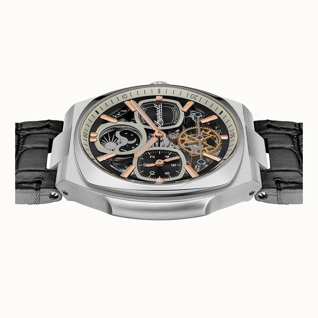 Ingersoll The Spirit Moon Phase Leather Strap Black Skeleton Dial Automatic I15801 Men's Watch - Prestige Stones