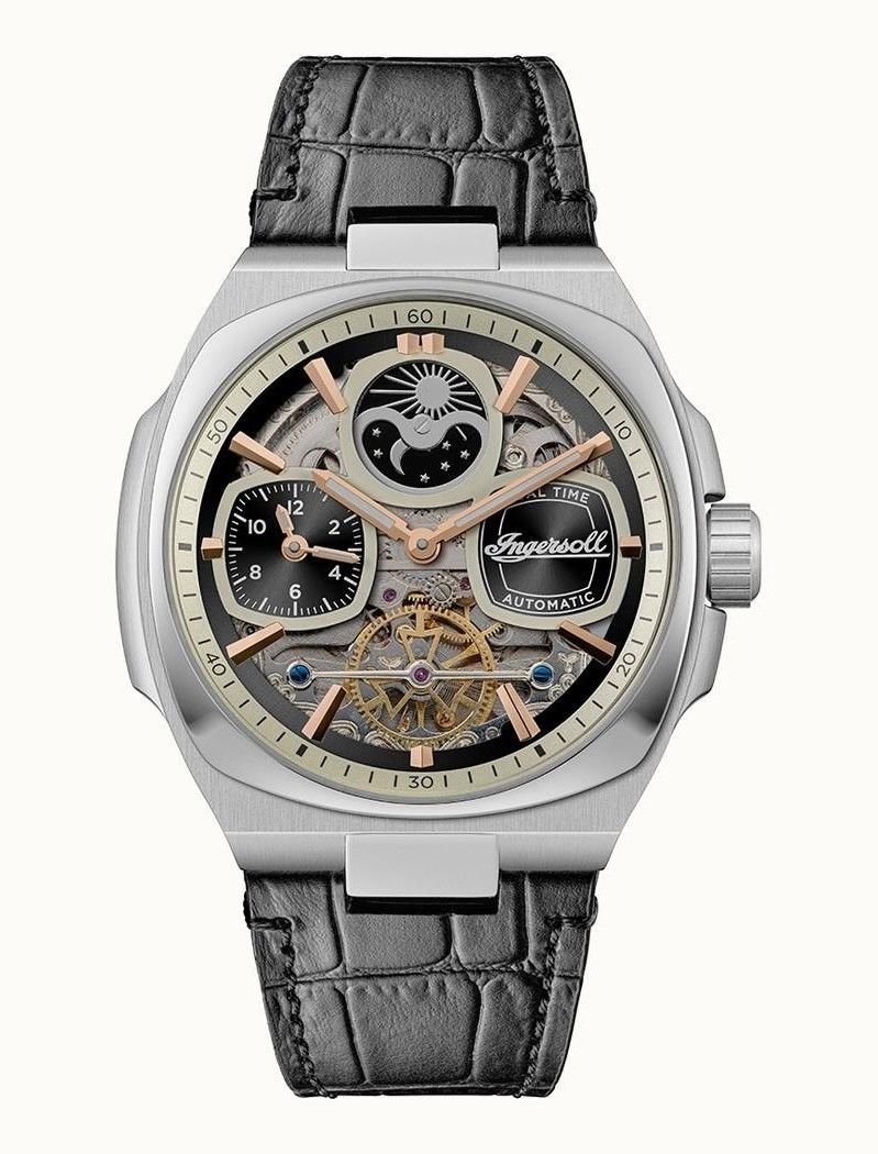 Ingersoll The Spirit Moon Phase Leather Strap Black Skeleton Dial Automatic I15801 Men's Watch - Prestige Stones