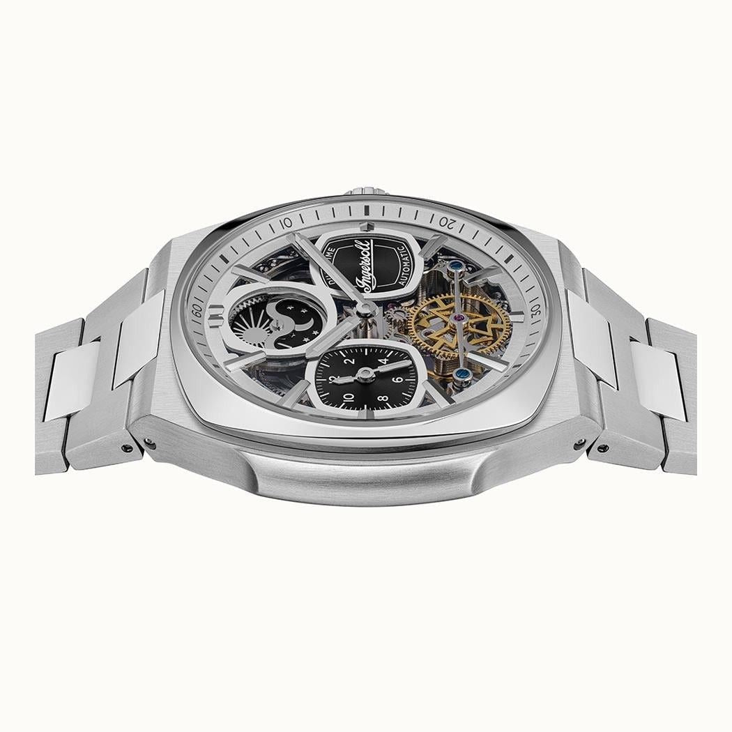 Ingersoll The Spirit Moon Phase Stainless Steel Silver Skeleton Dial Automatic I15802 Men's Watch - Prestige Stones