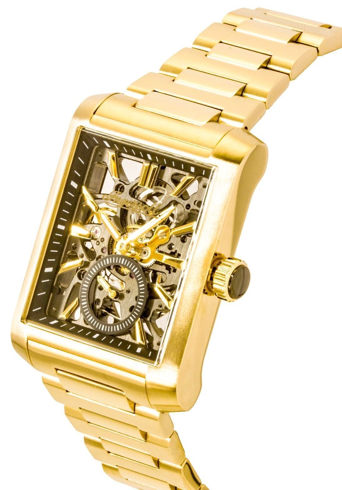 Ingersoll The Spur Gold Tone Stainless Steel Black Skeleton Dial Automatic I17002 Men's Watch - Prestige Stones