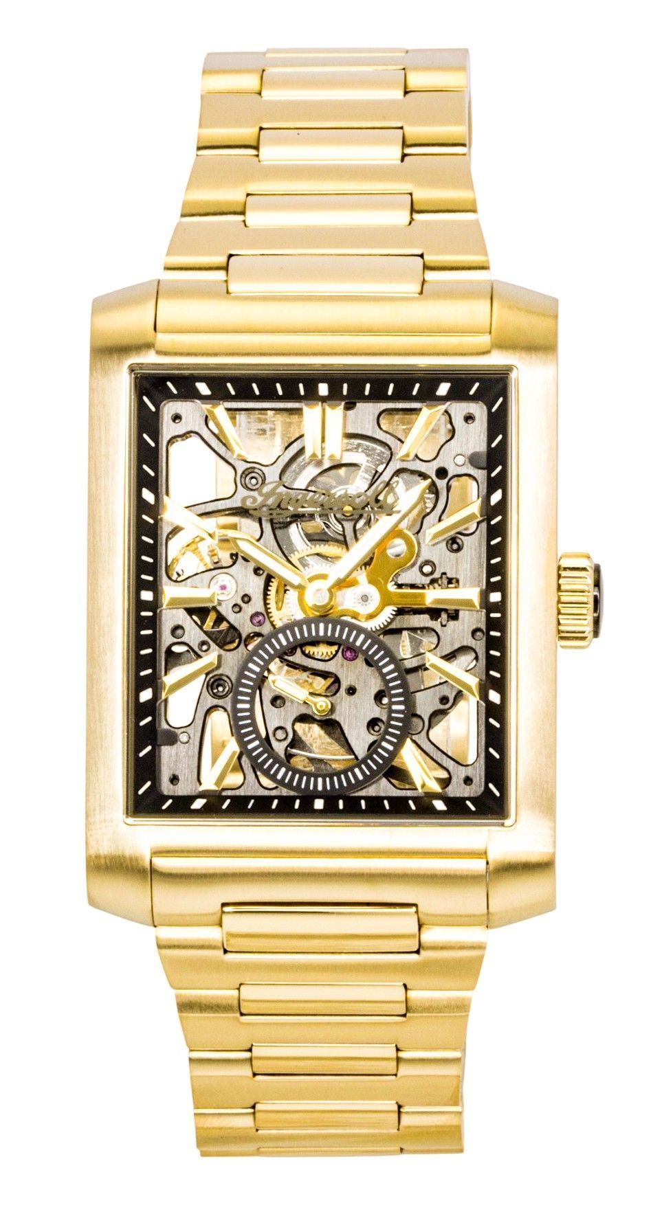 Ingersoll The Spur Gold Tone Stainless Steel Black Skeleton Dial Automatic I17002 Men's Watch - Prestige Stones