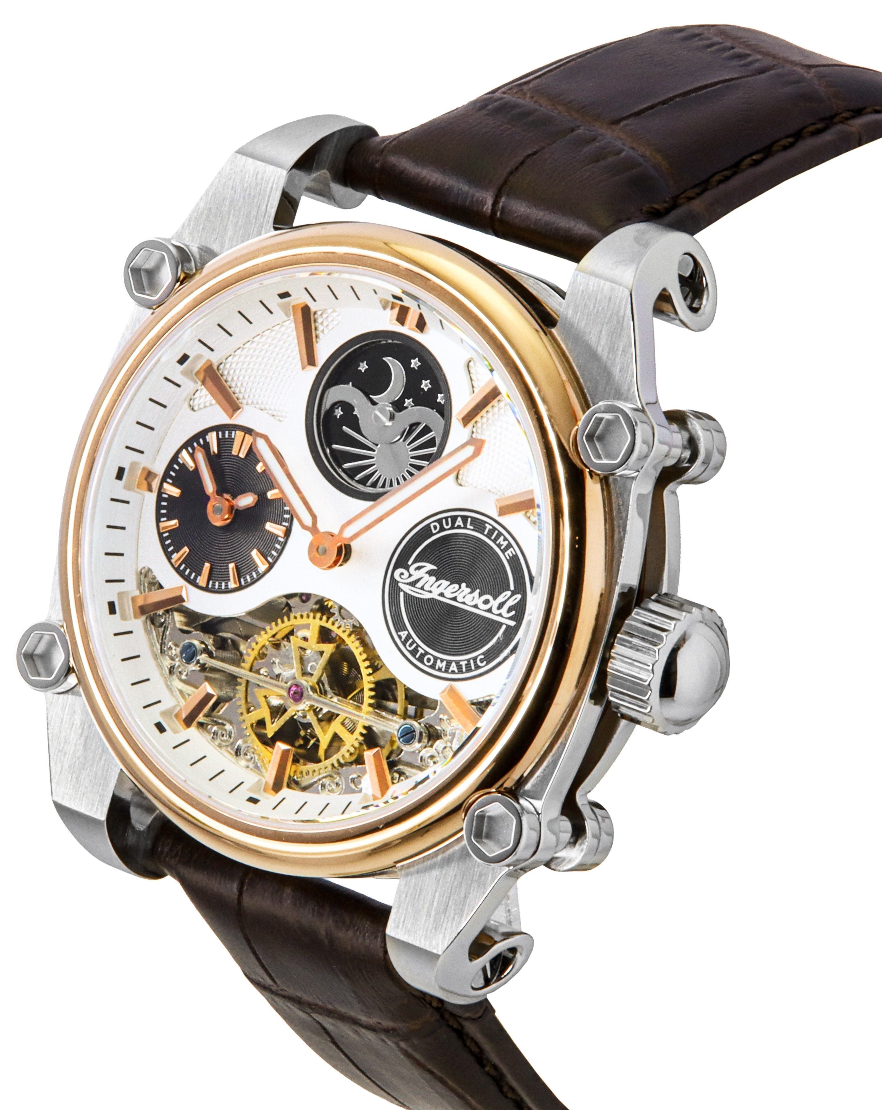 Ingersoll The Varsity Leather Strap Silver Skeleton Dial Automatic I15401 Men's Watch - Prestige Stones