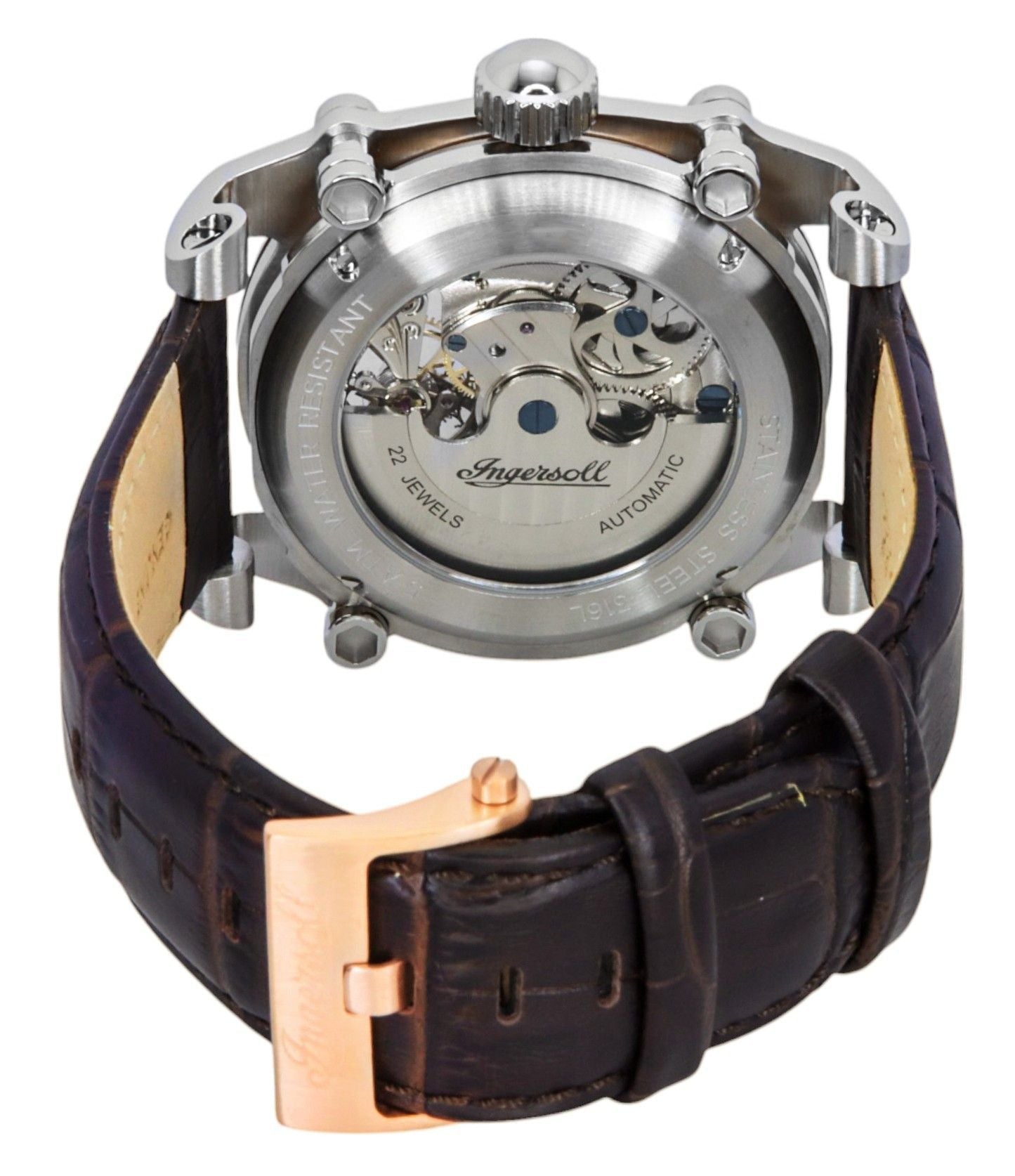 Ingersoll The Varsity Leather Strap Silver Skeleton Dial Automatic I15401 Men's Watch - Prestige Stones