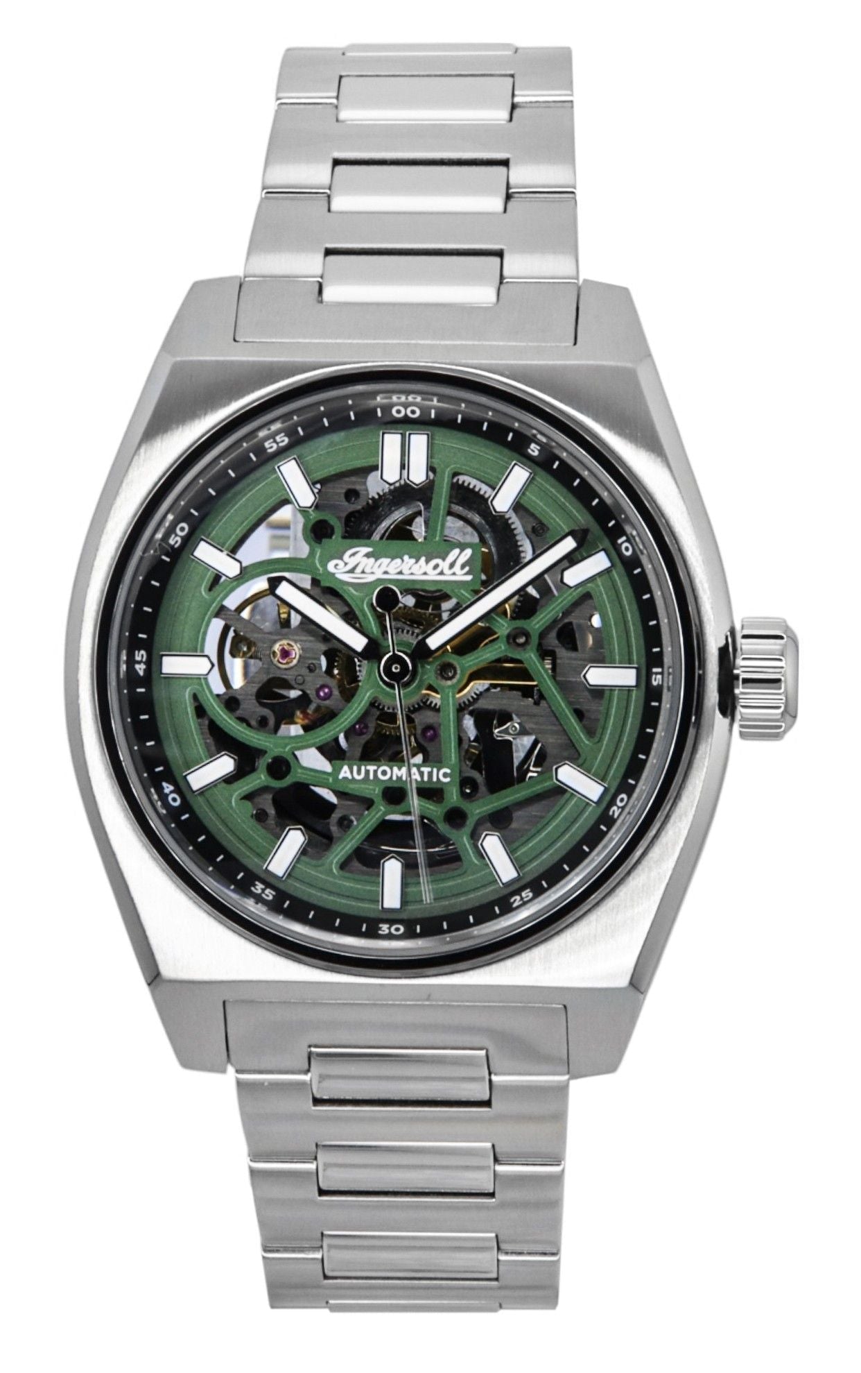 Ingersoll Vert Stainless Steel Green Skeleton Dial Automatic I14304 Men's Watch - Prestige Stones