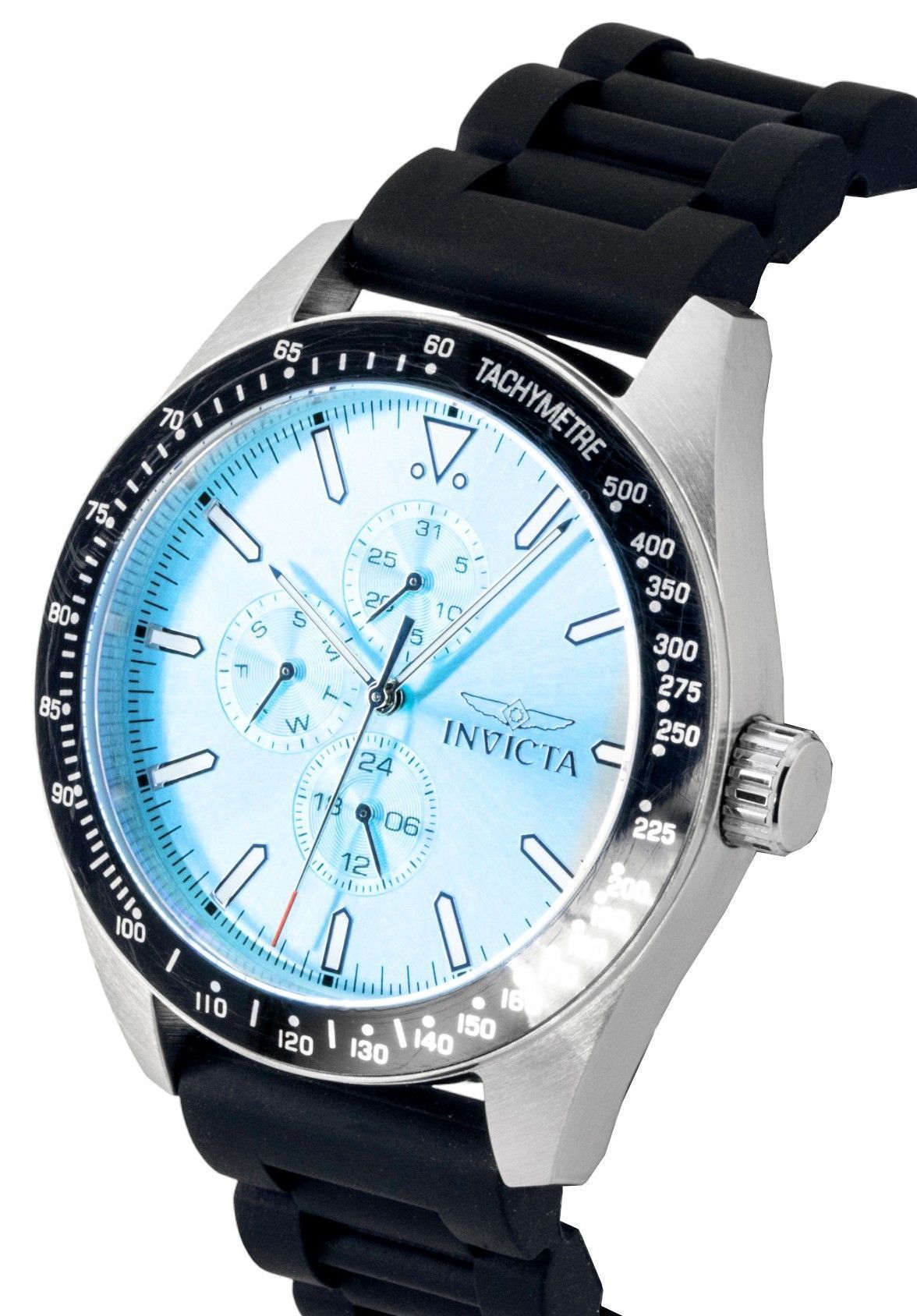 Invicta Aviator Silicone Strap Light Blue Dial Quartz 48856 100M Men's Watch - Prestige Stones