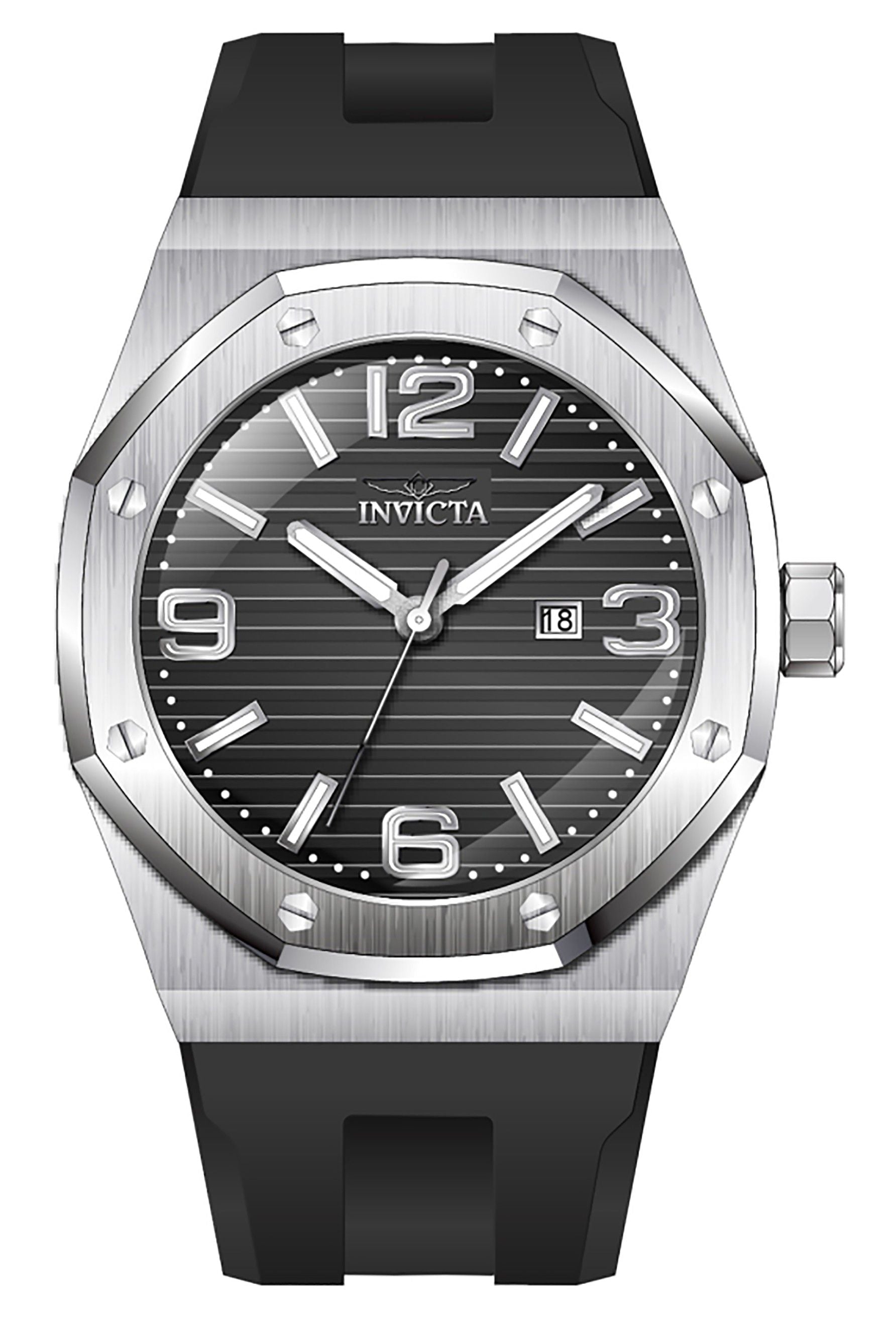 Invicta Huracan Silicone Strap Black Dial Quartz 45772 100M Men's Watch - Prestige Stones