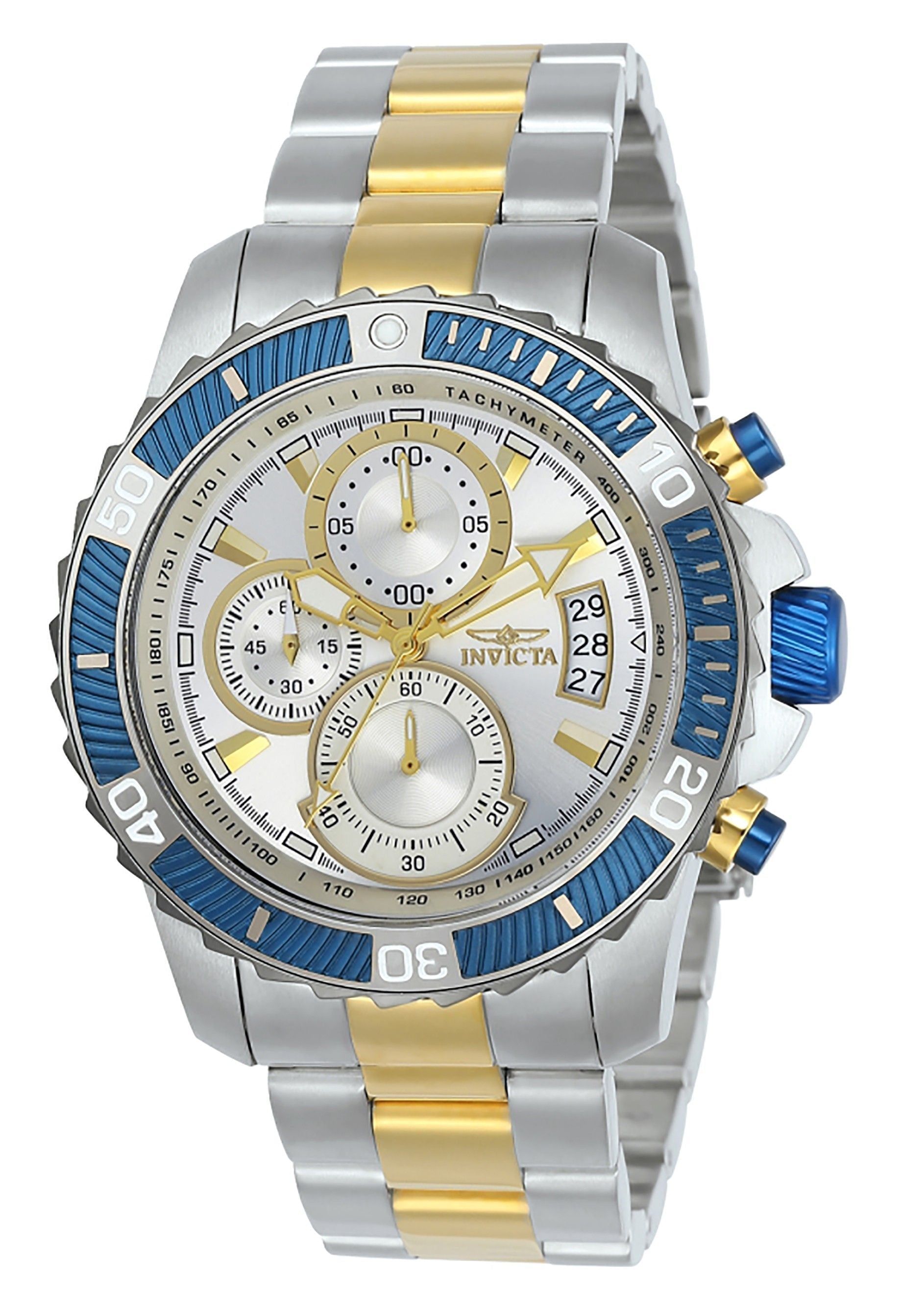 Invicta Pro Diver Chronograph Two Tone Stainless Steel Silver Dial Quartz 23994 100M Men's Watch - Prestige Stones
