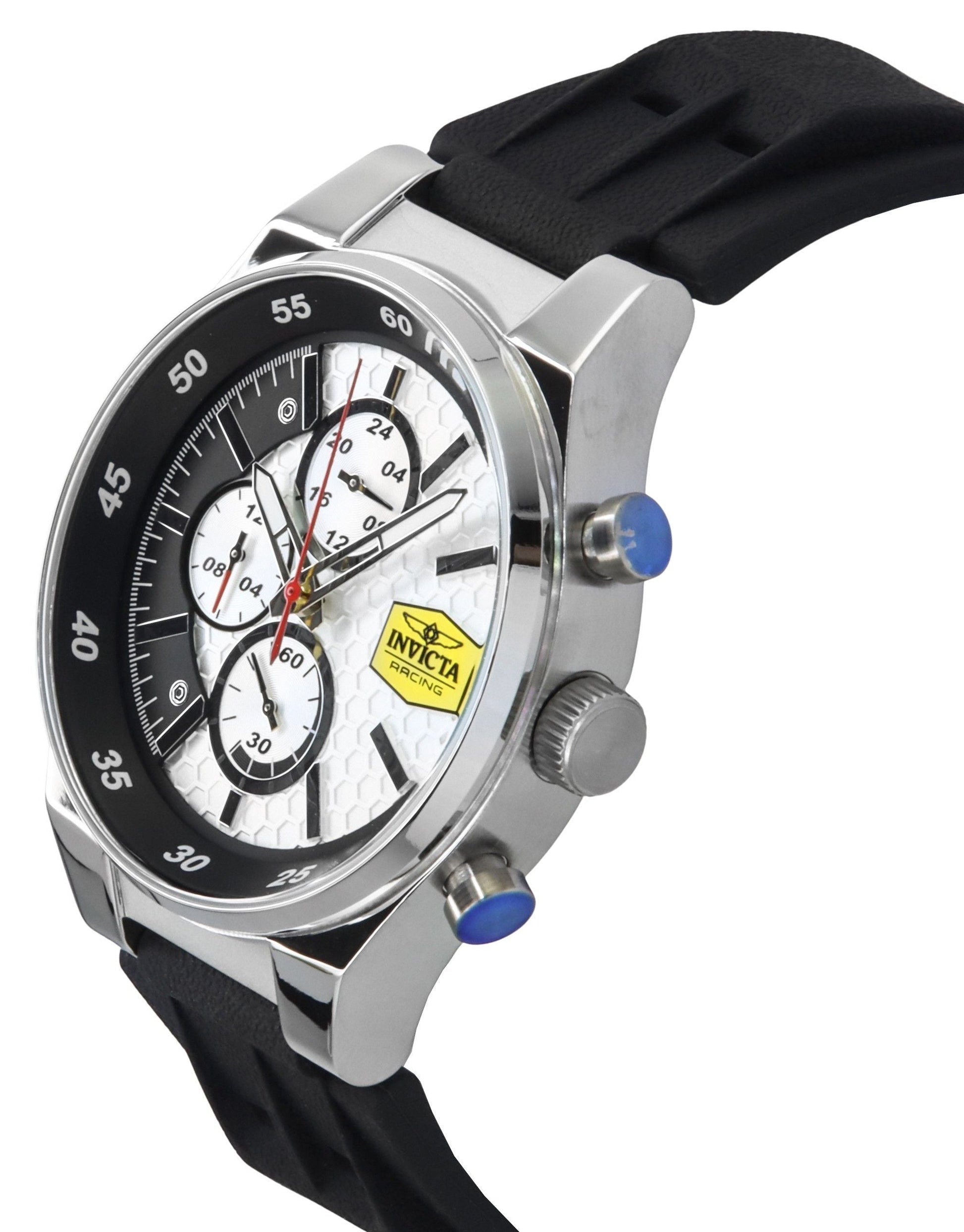 Invicta Racing Chronograph Silicone Strap White Dial Quartz 47736 Men's Watch - Prestige Stones