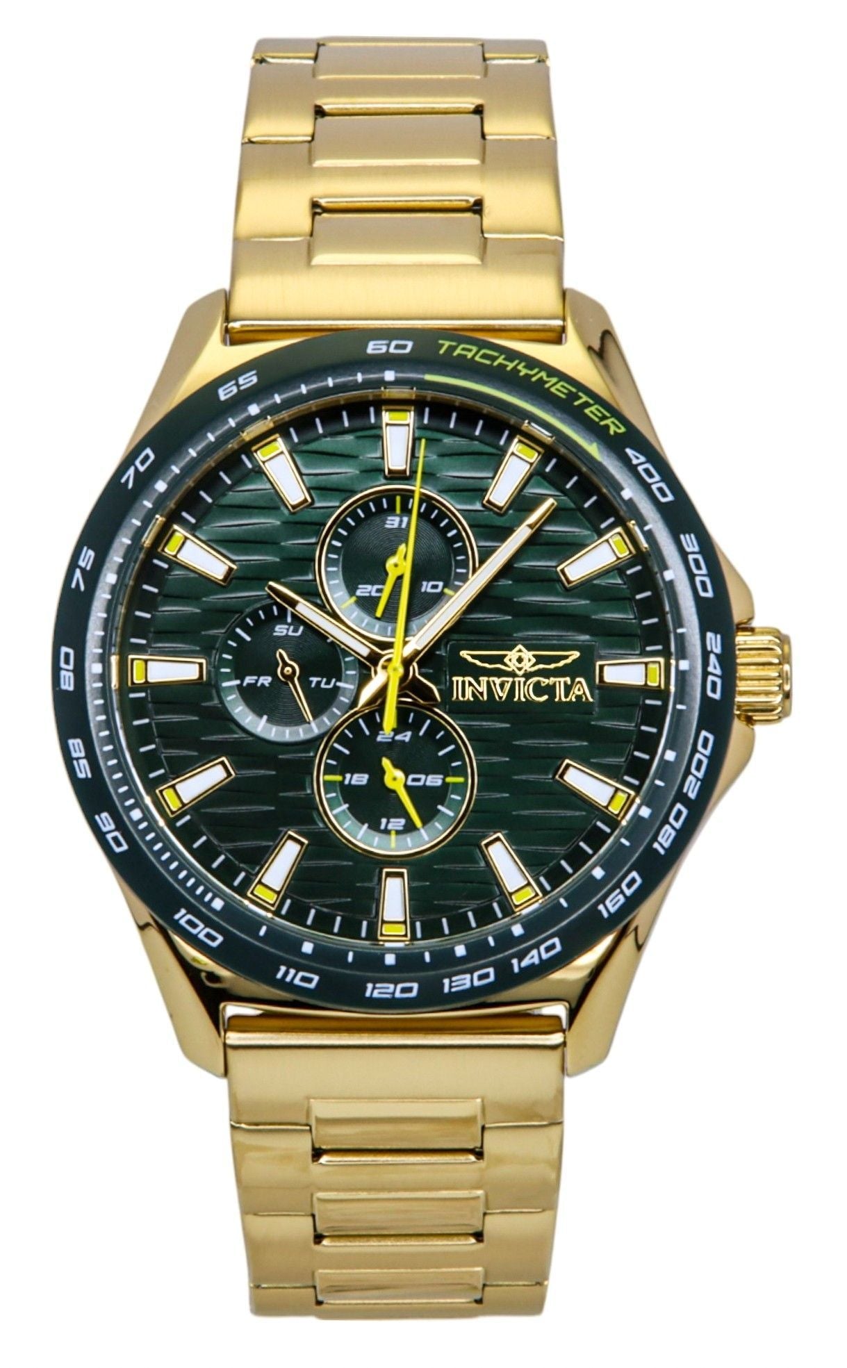 Invicta Racing Gold Tone Stainless Steel Green Dial Quartz 48870 Men's Watch - Prestige Stones