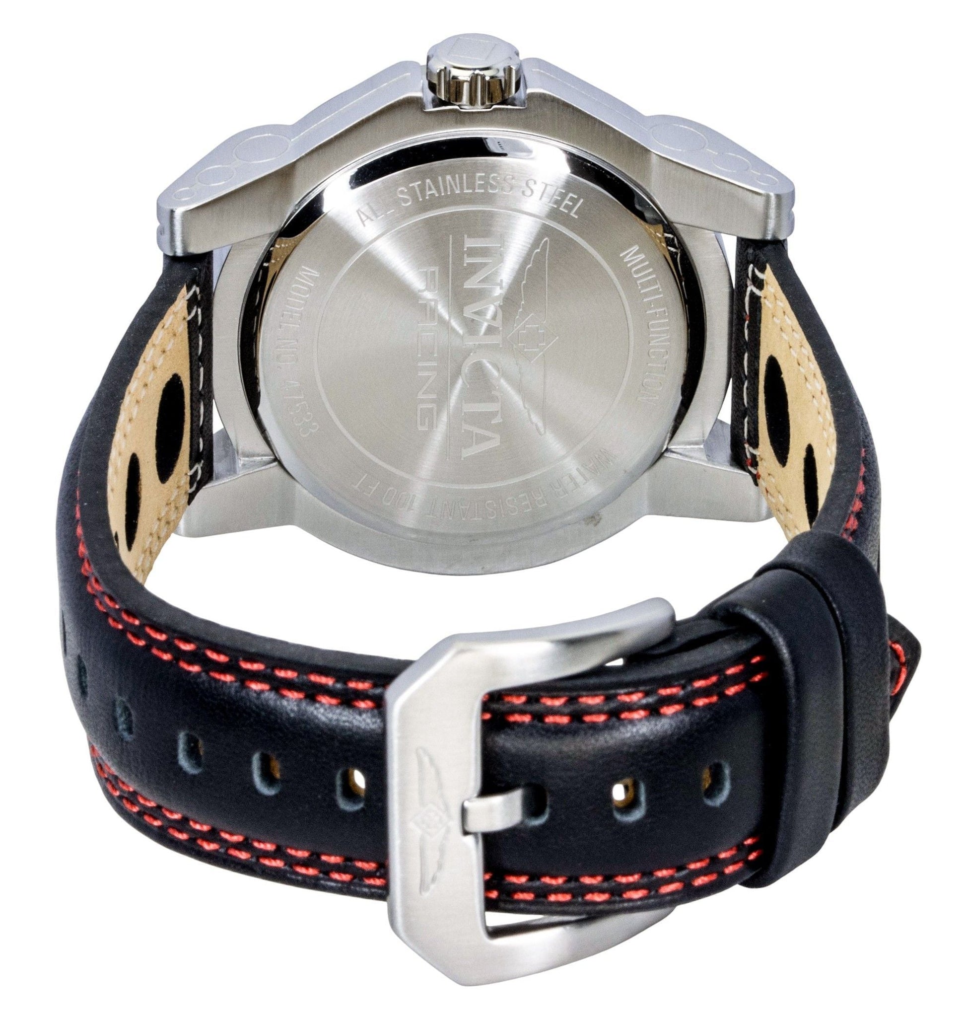 Invicta Racing Leather Strap Skeleton Black Dial Quartz 47533 Men's Watch - Prestige Stones