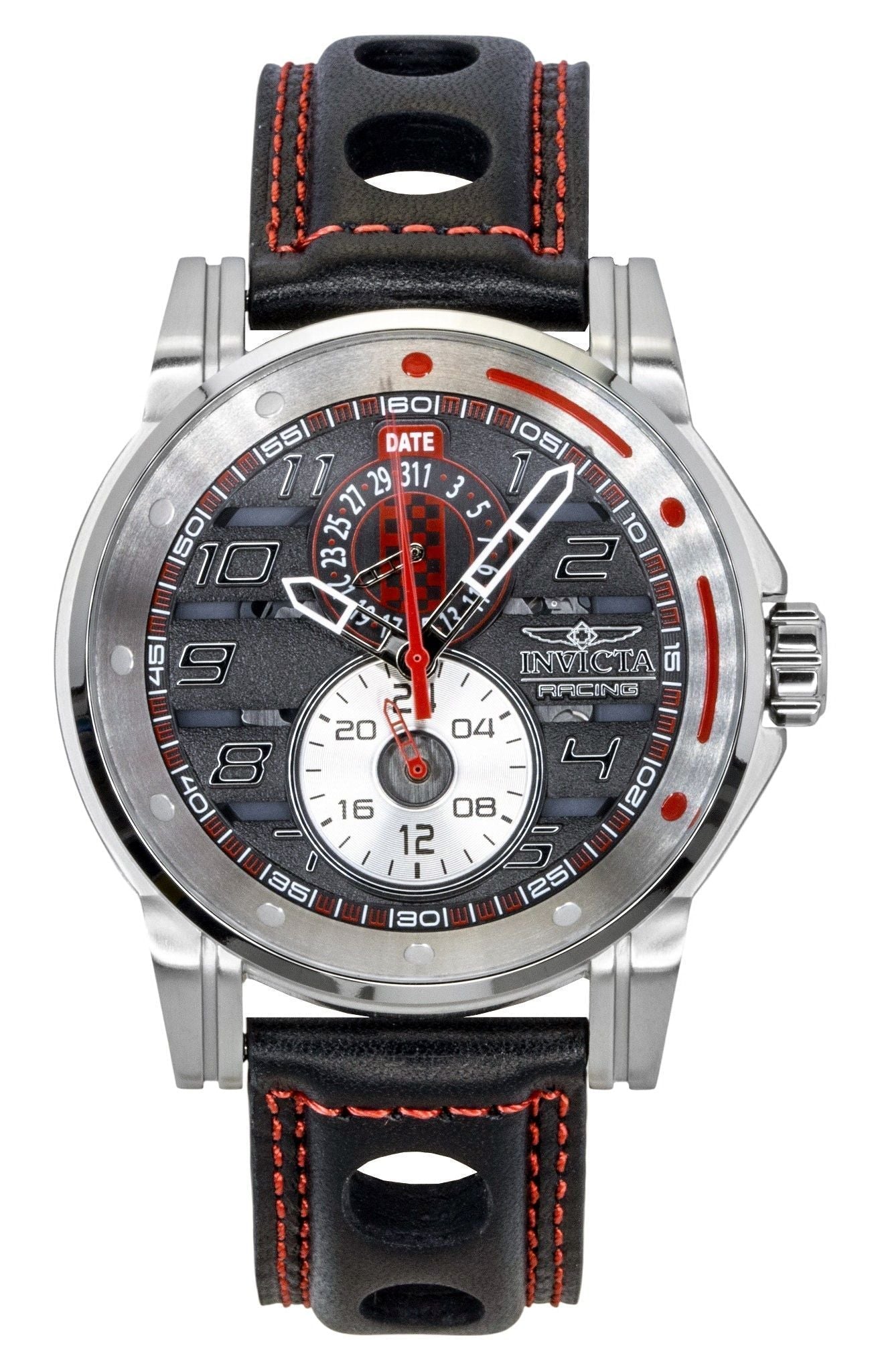 Invicta Racing Leather Strap Skeleton Black Dial Quartz 47533 Men's Watch - Prestige Stones