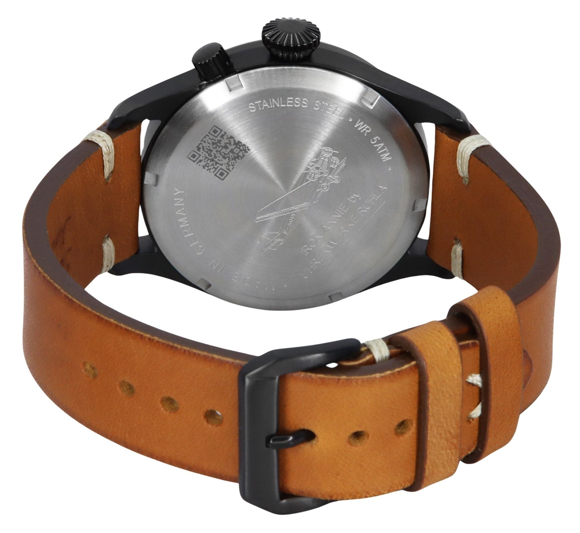 Iron Annie Flight Control Dual Time Leather Strap Black Dial Quartz 51442 Men's Watch - Prestige Stones