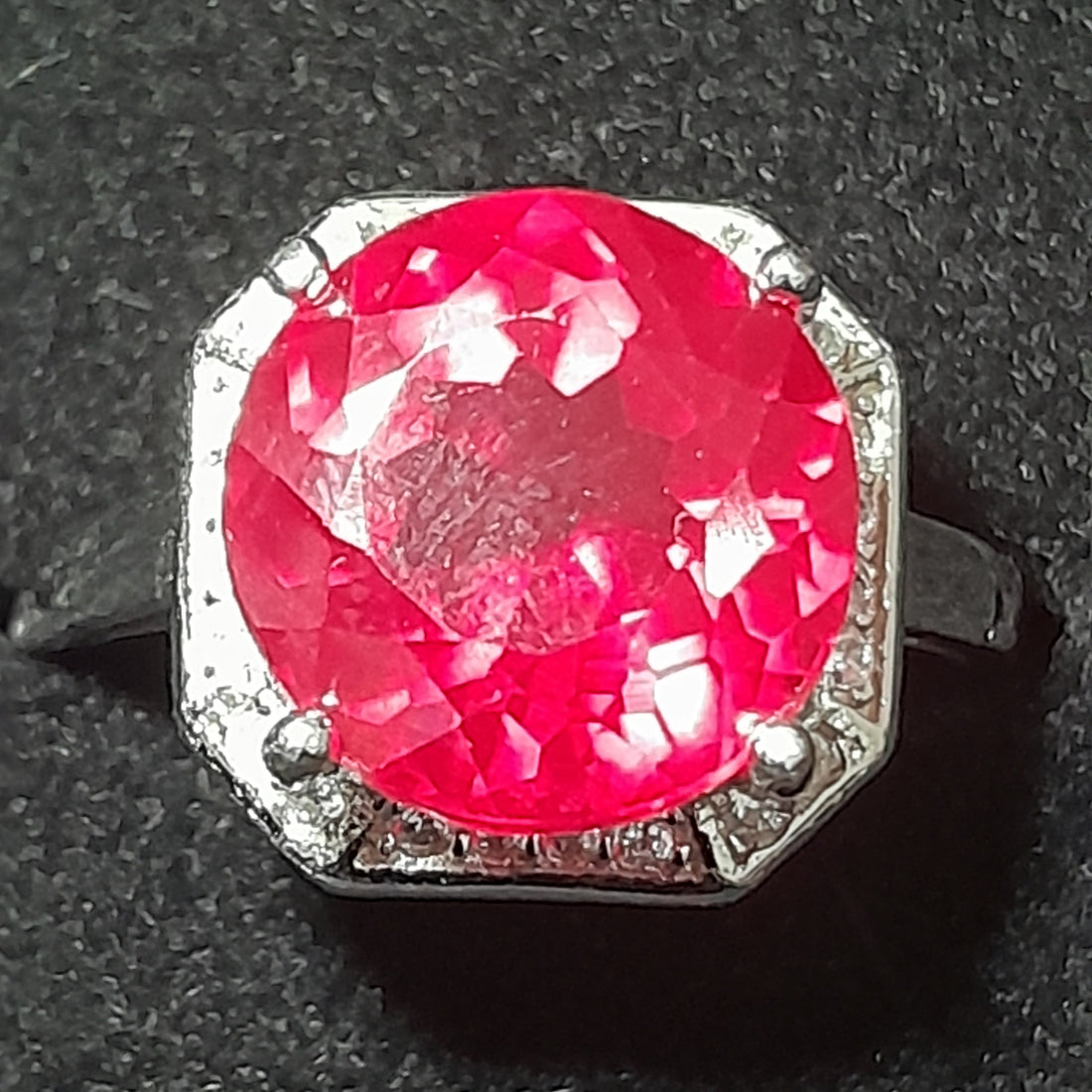 Lab-created 6.85ct ruby statement ring in sterling silver with classic prong setting and high-polish finish