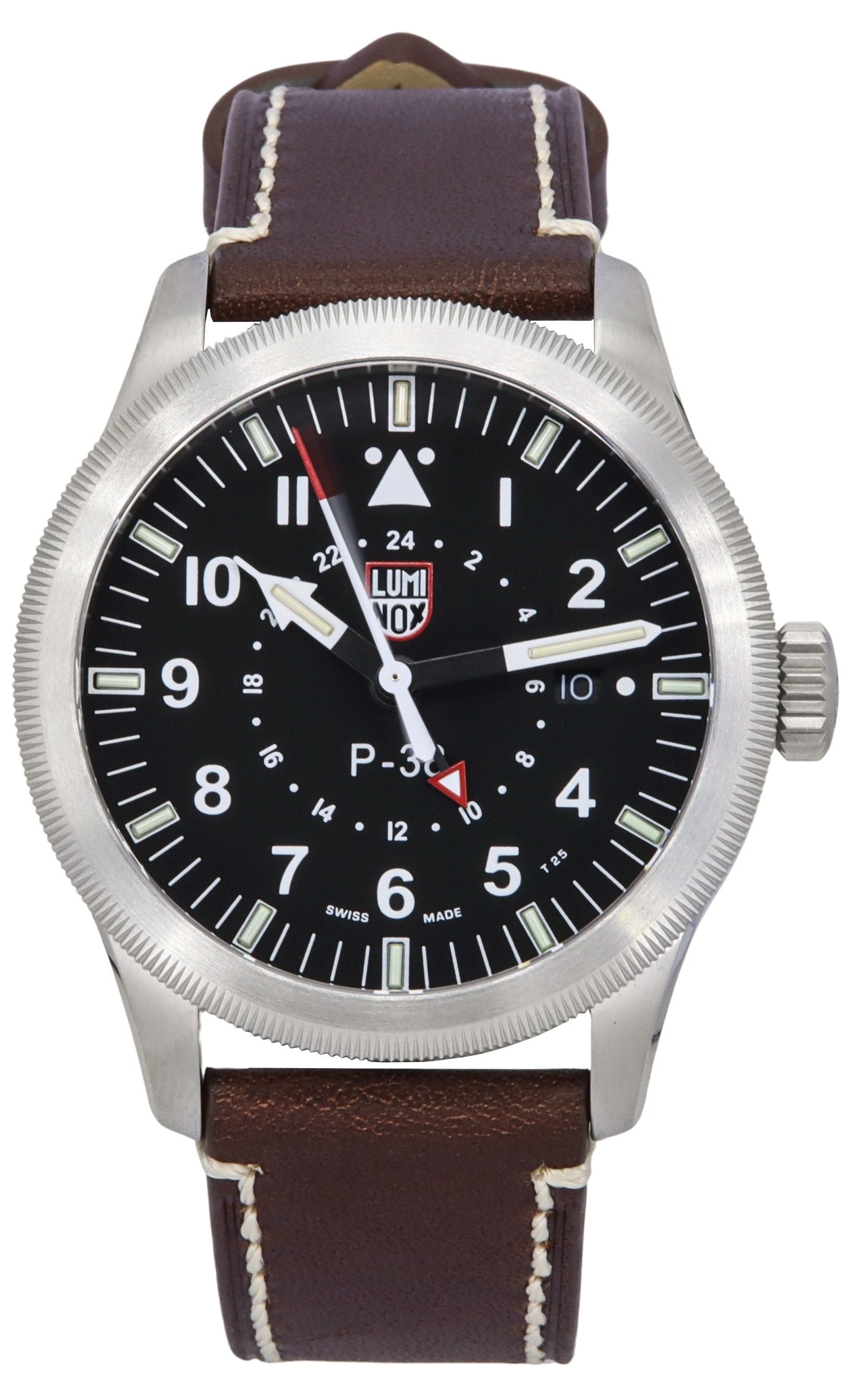 Luminox Air Pilot P - 38 Lightning GMT Leather Strap Black Dial Swiss Quartz XA.9521 100M Men's Watch - Prestige Stones