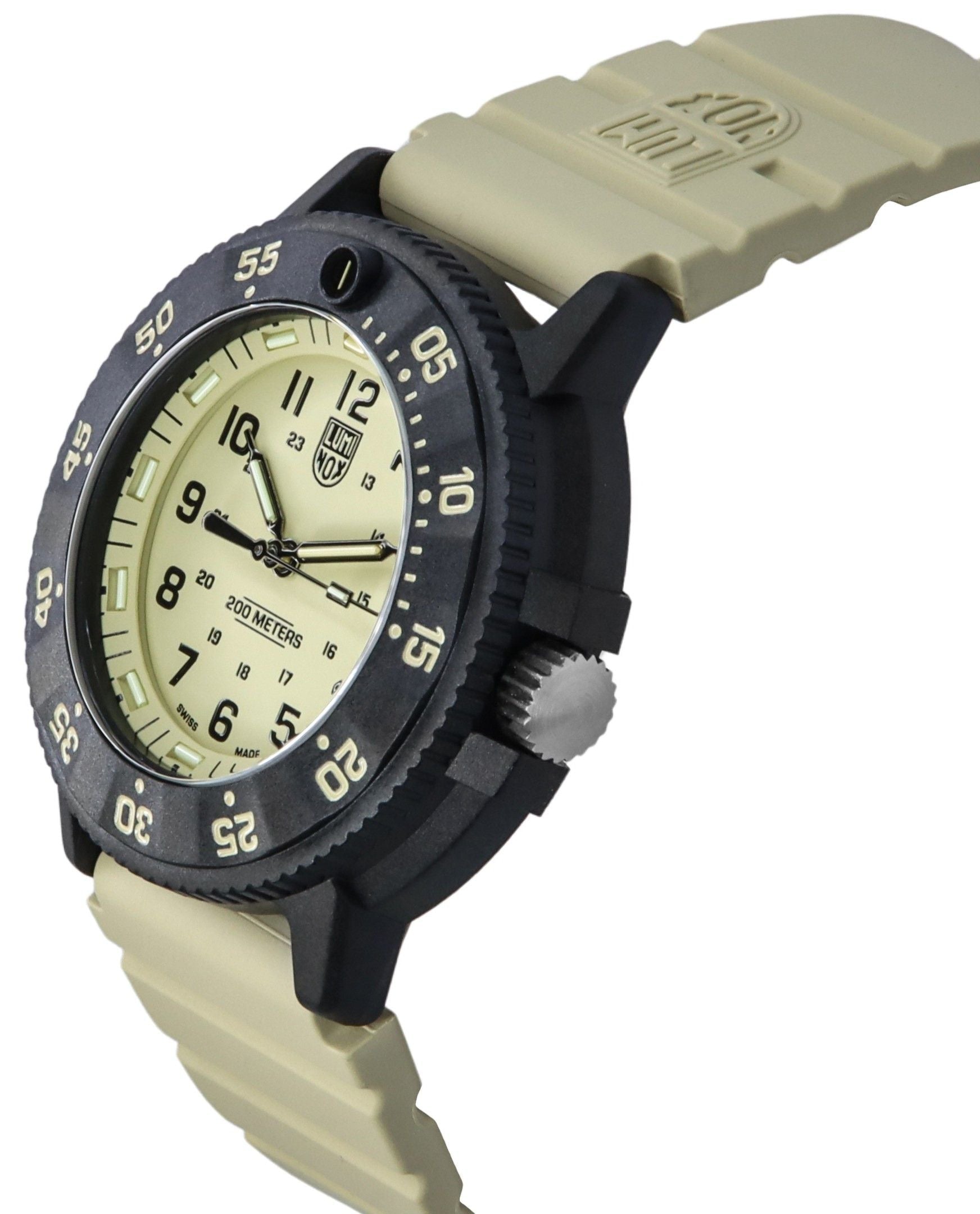 Luminox Original Navy Seal EVO Rubber Strap Beige Dial Quartz Diver's XS.3010.EVO.S 200M Men's Watch - Prestige Stones