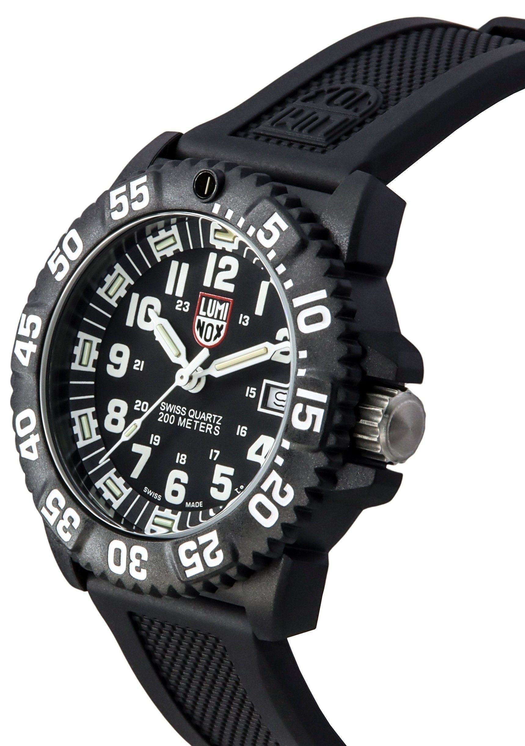 Luminox Original NAVY Seal Rubber Strap Black Dial Swiss Quartz Diver's XS.3051.F 200M Men's Watch - Prestige Stones