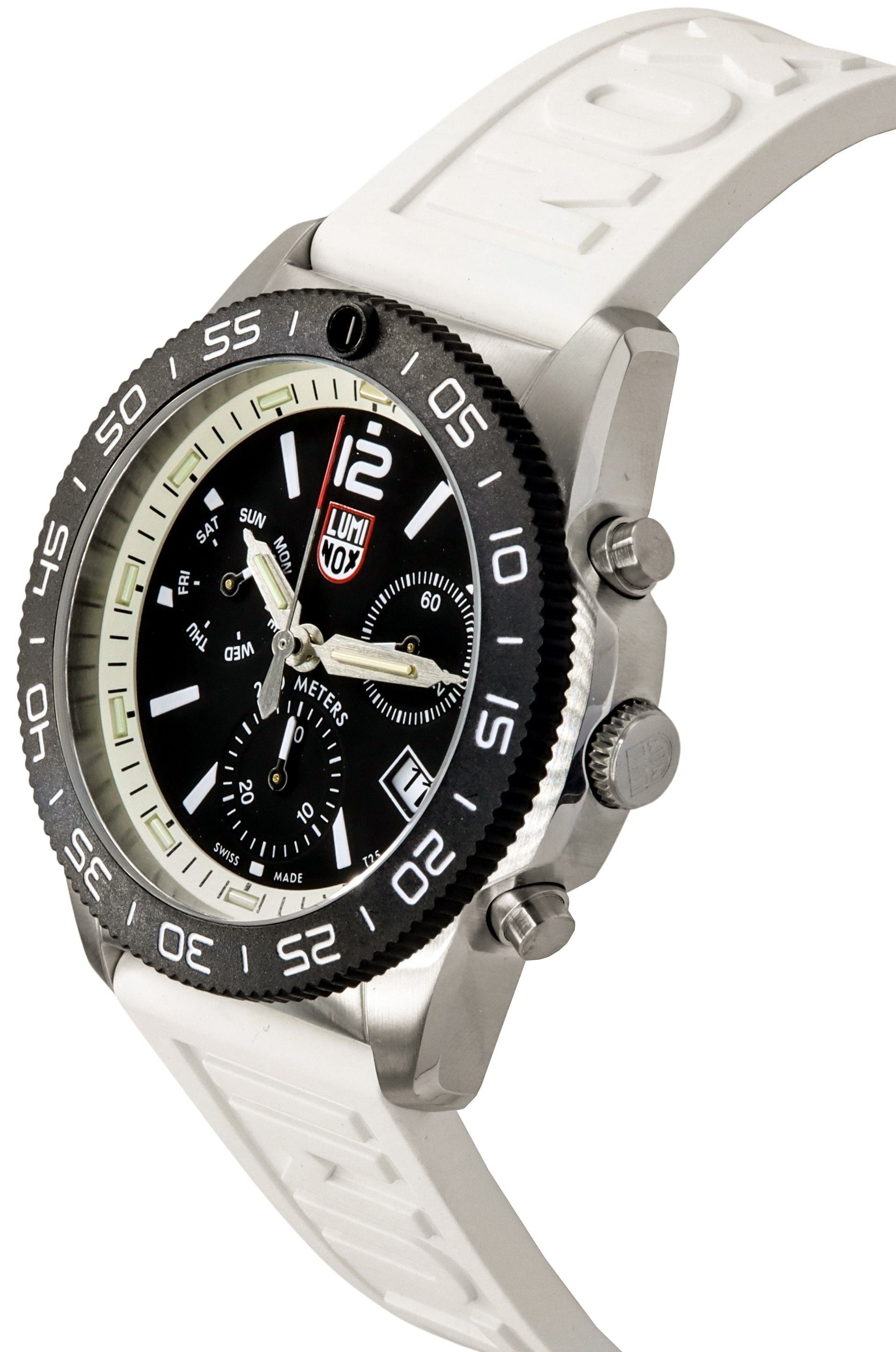 Luminox Pacific Diver Chronograph White Rubber Strap Black Dial Swiss Quartz Diver's XS.3141 200M Men's Watch - Prestige Stones