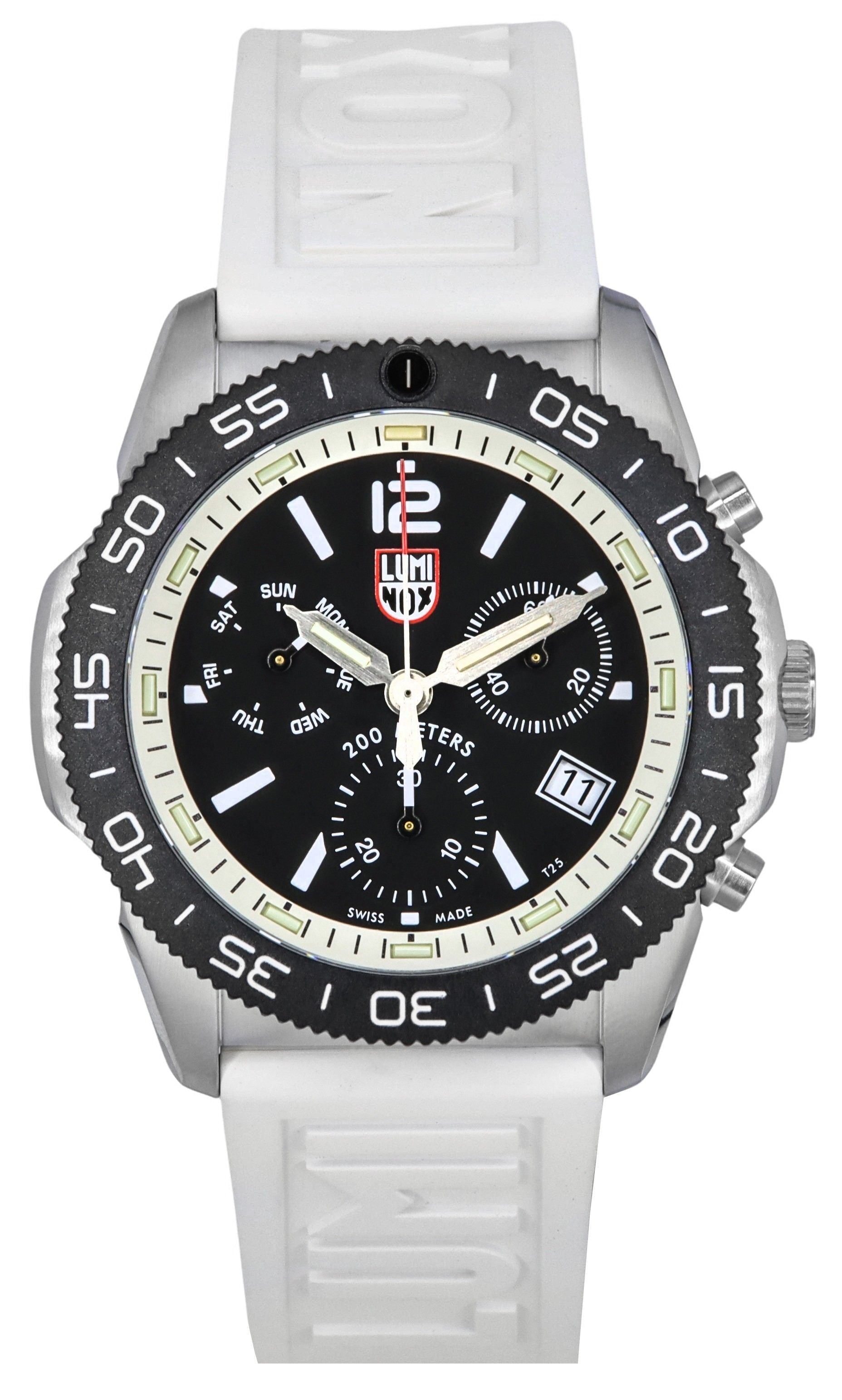 Luminox Pacific Diver Chronograph White Rubber Strap Black Dial Swiss Quartz Diver's XS.3141 200M Men's Watch - Prestige Stones