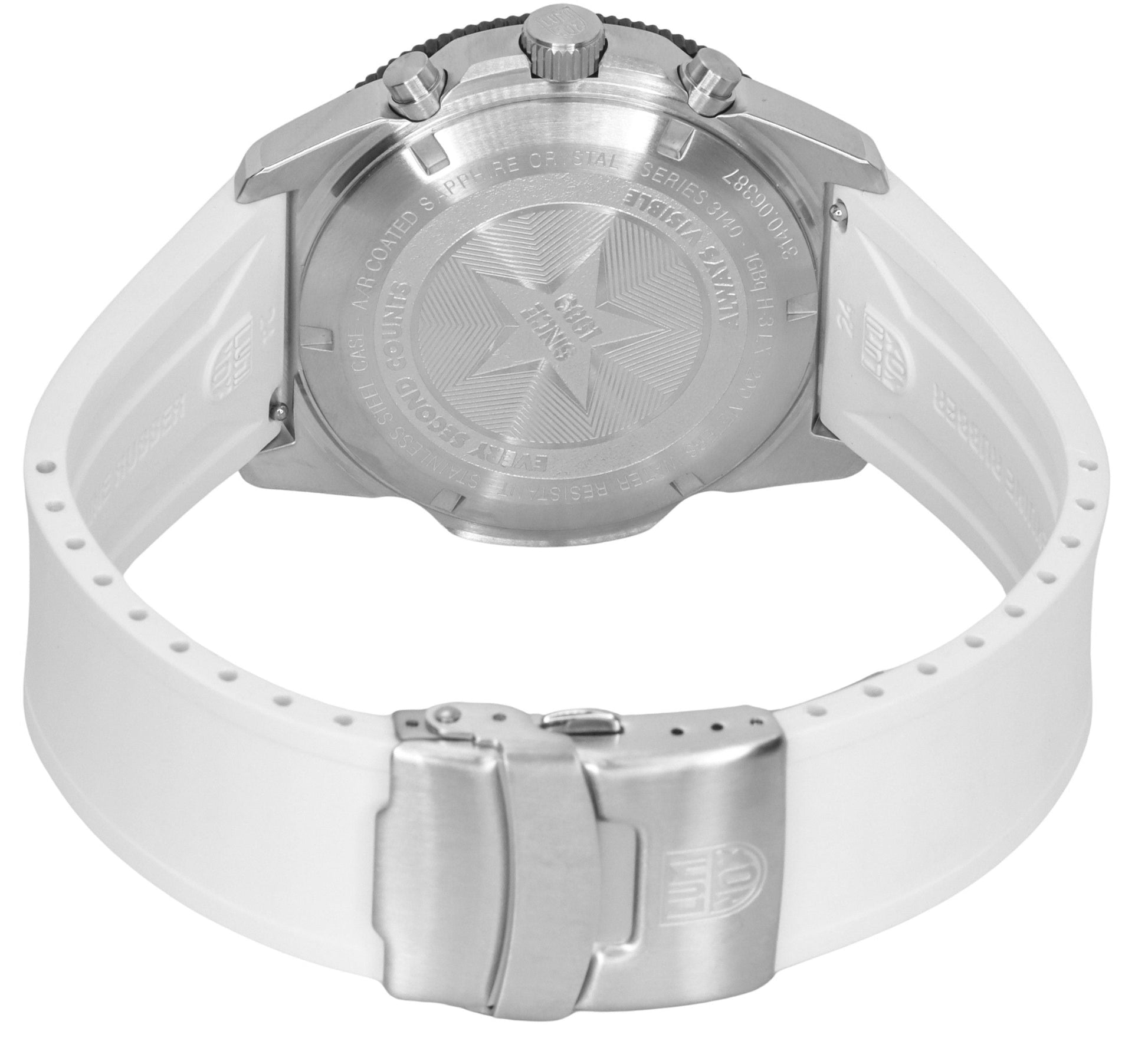 Luminox Pacific Diver Chronograph White Rubber Strap Black Dial Swiss Quartz Diver's XS.3141 200M Men's Watch - Prestige Stones