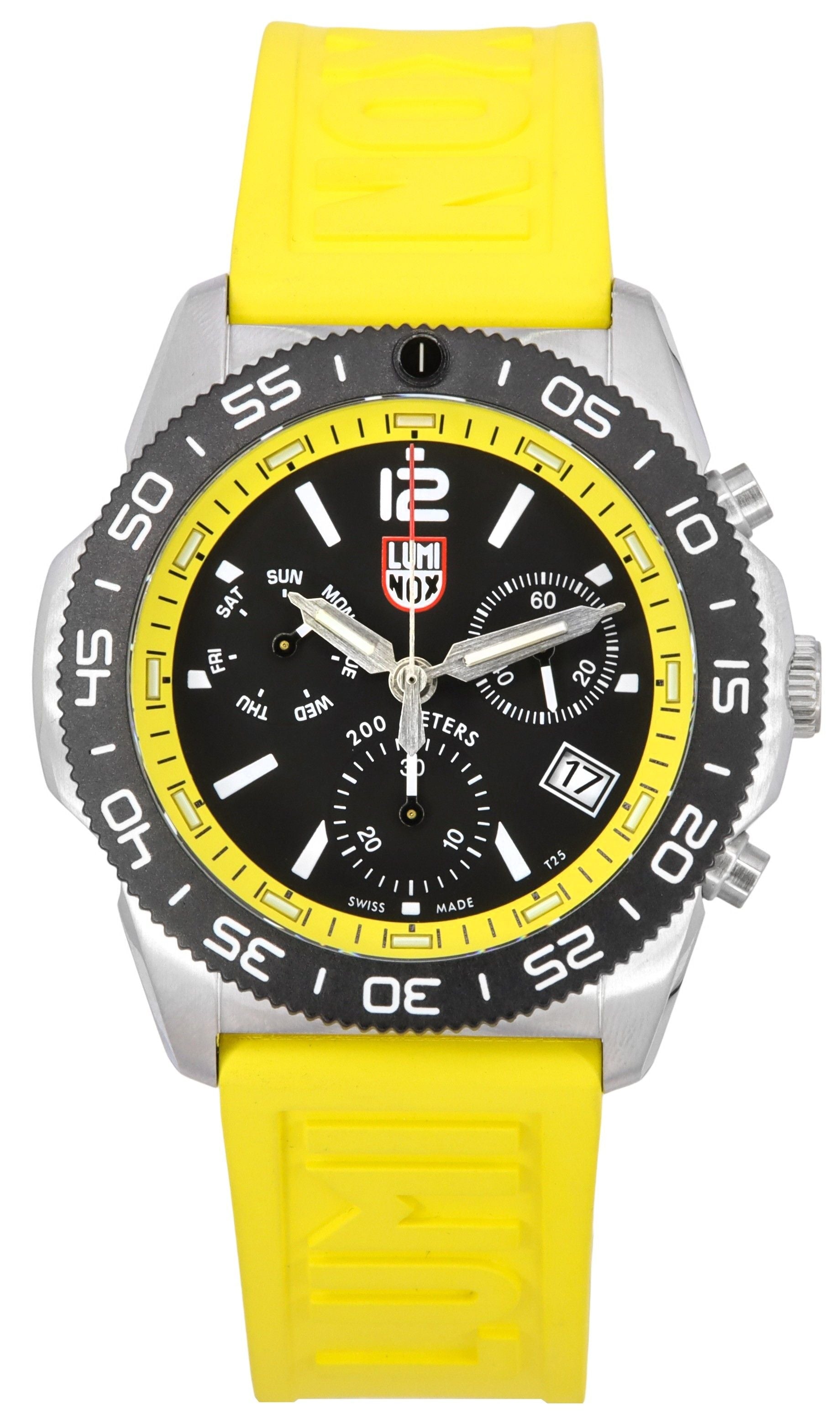 Luminox Pacific Diver Chronograph Yellow Rubber Strap Black Dial Swiss Quartz Diver's XS.3145 200M Men's Watch - Prestige Stones