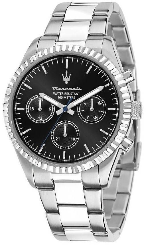 Maserati Competizione Stainless Steel Black Multifunction Dial Quartz R8853100023 100M Men's Watch - Prestige Stones