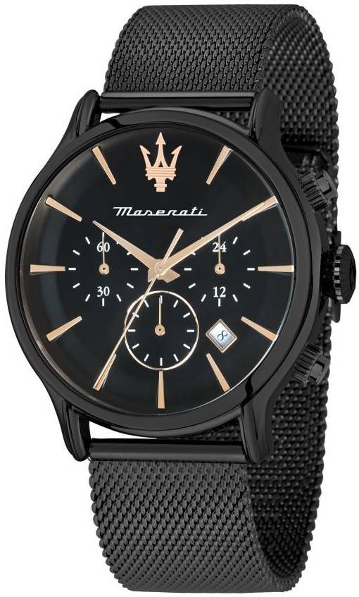 Maserati Epoca Chronograph Stainless Steel Black Dial Quartz R8873618013 100M Men's Watch - Prestige Stones