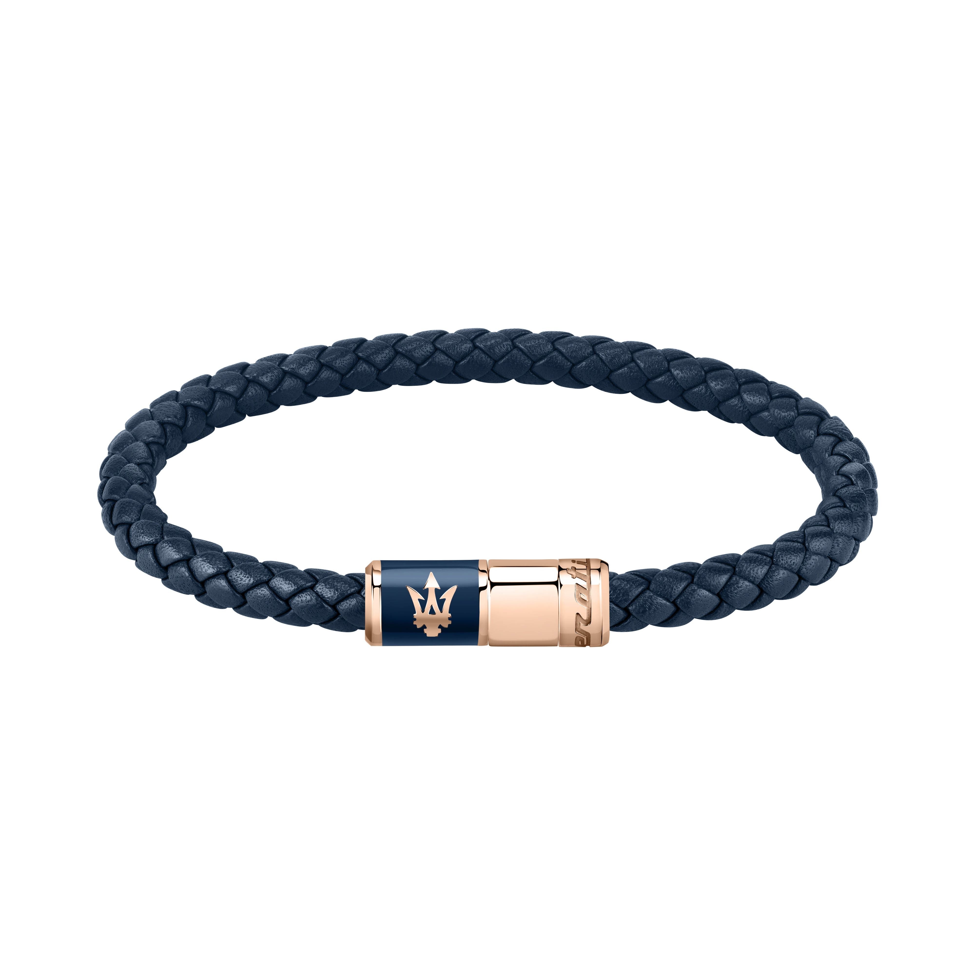 Maserati Jewels Recycled Leather And Stainless Steel Bracelet JM222AVE09 For Men - Prestige Stones