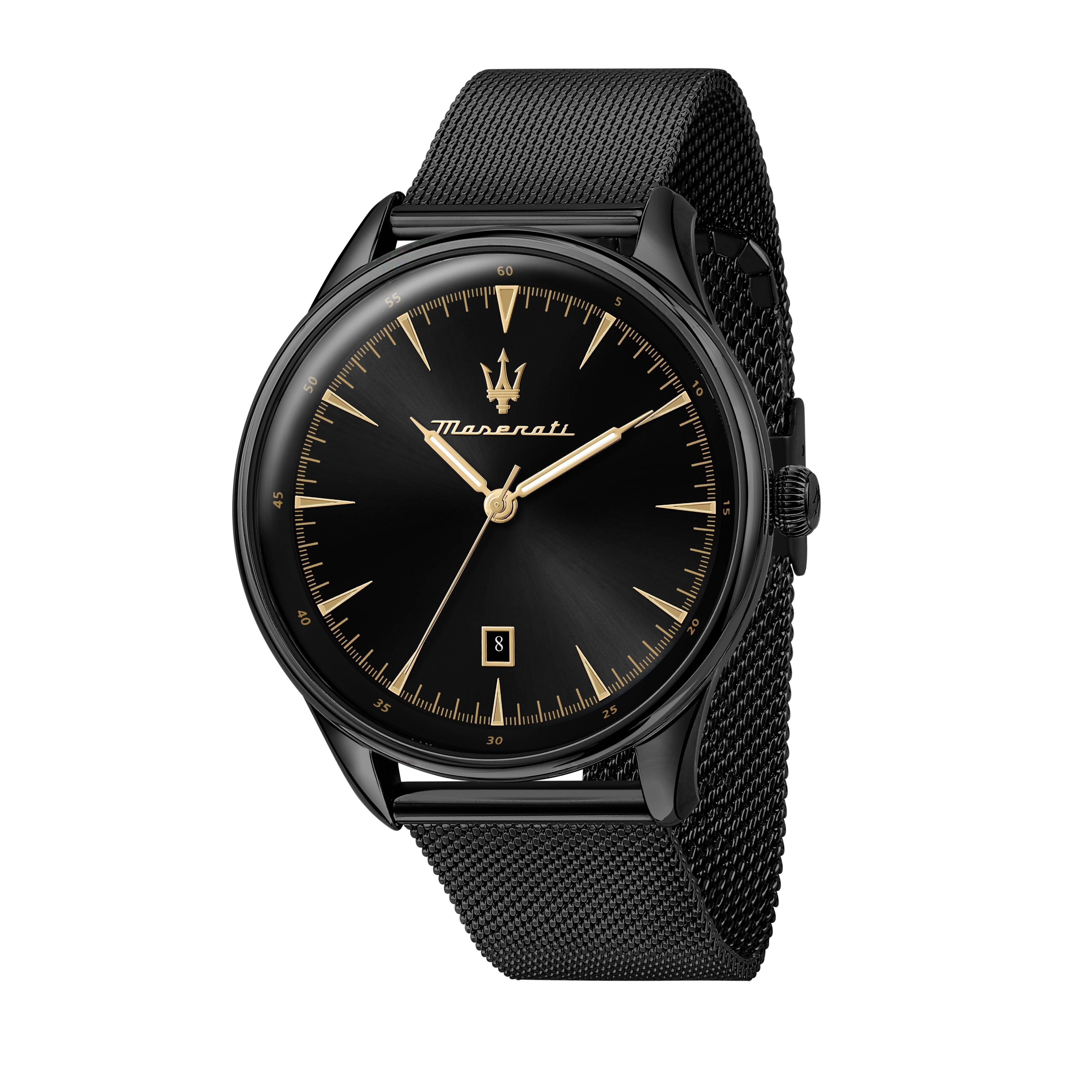 Maserati Tradizione Black Sunray Dial Quartz R8853146001 100M Men's Watch - Prestige Stones