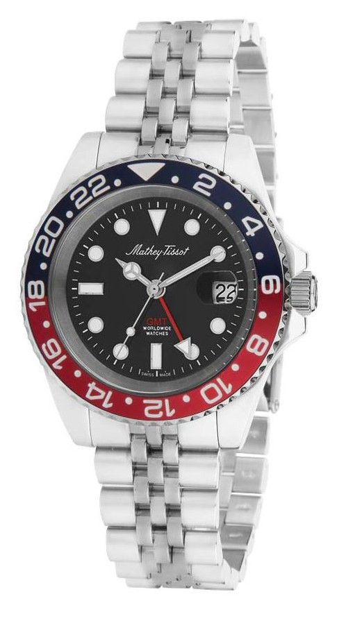Mathey - Tissot Vintage GMT Stainless Steel Black Dial Quartz H903AR 100M Men's Watch - Prestige Stones