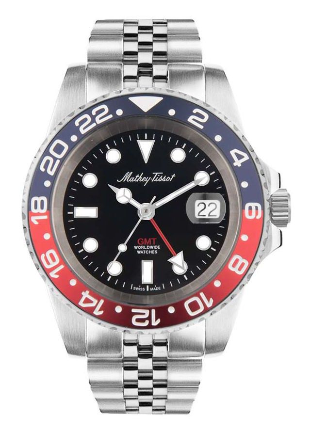Mathey - Tissot Vintage GMT Stainless Steel Black Dial Quartz H903AR 100M Men's Watch - Prestige Stones