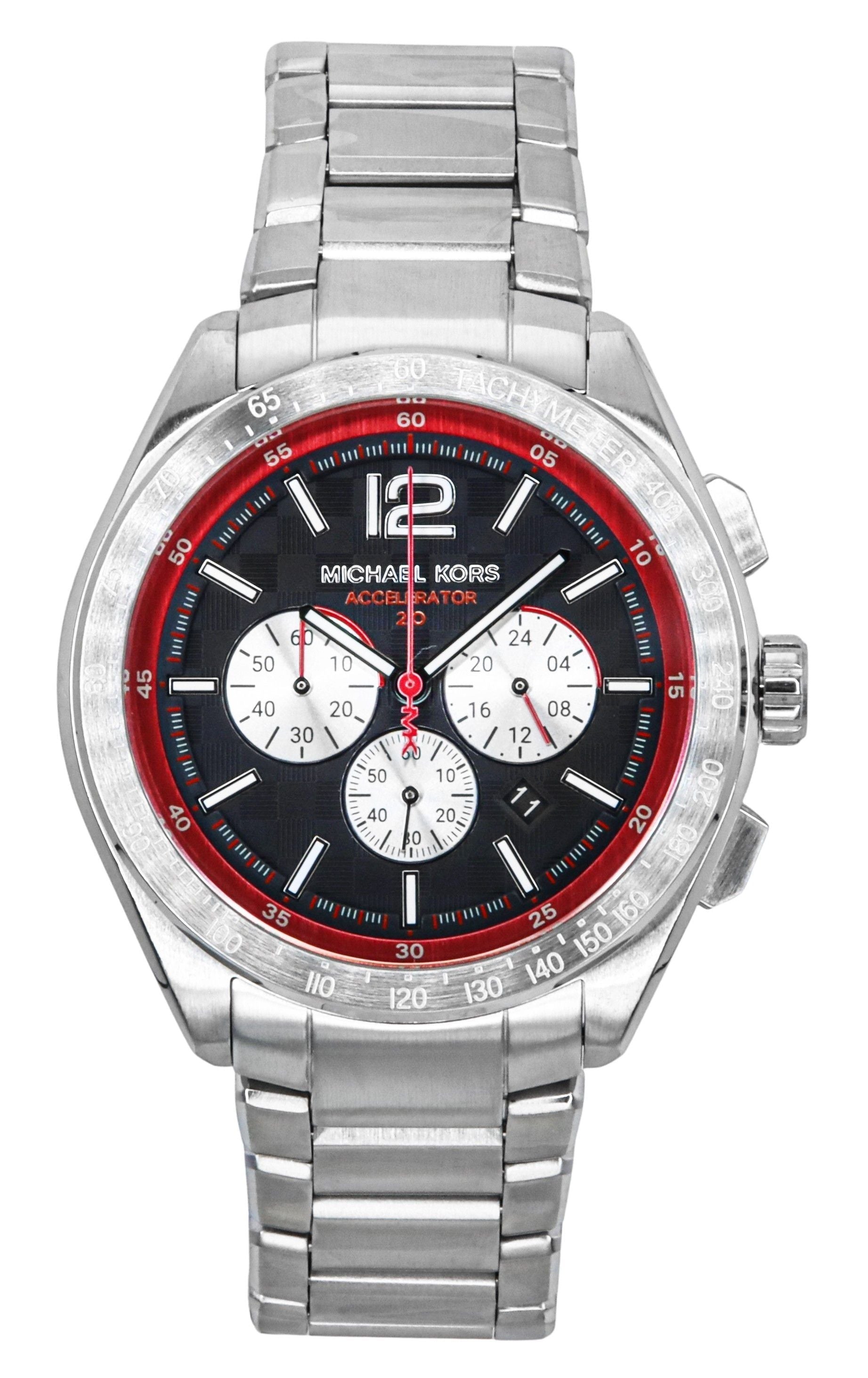 Michael Kors Oversized Accelerator 2.0 Chronograph Stainless Steel Black Dial Quartz MK9176 Men's Watch - Prestige Stones