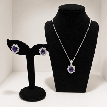 Midnight Violet Halo Jewellery Set - Prestige Stones