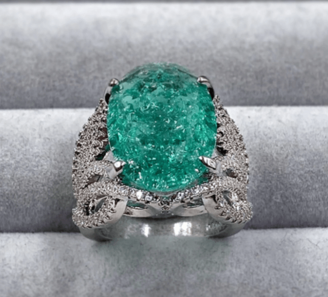 Mint green cubic zirconia ring crafted from copper – simple, elegant, and versatile for everyday wear