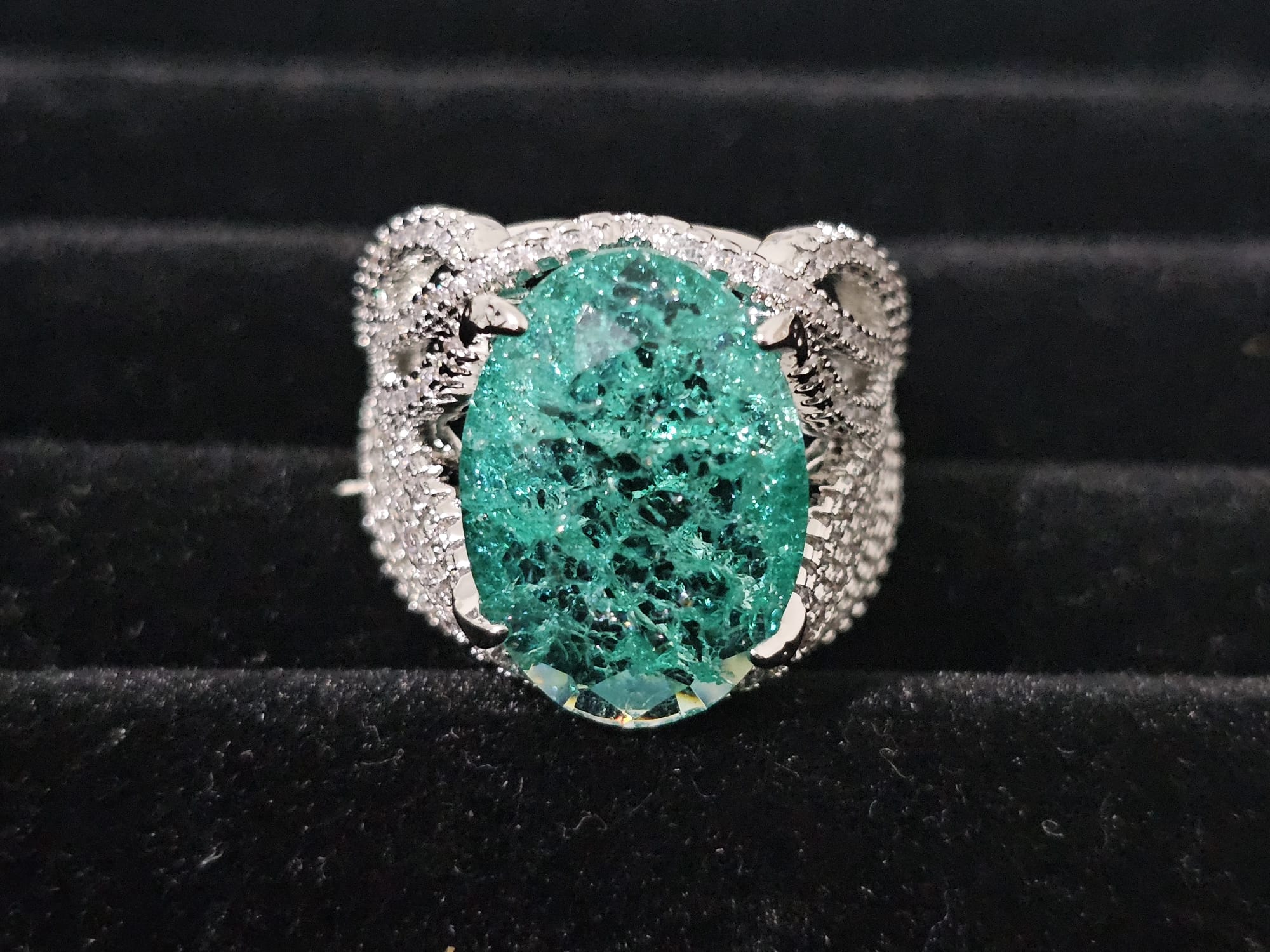 Mint green cubic zirconia ring crafted from copper – simple, elegant, and versatile for everyday wear