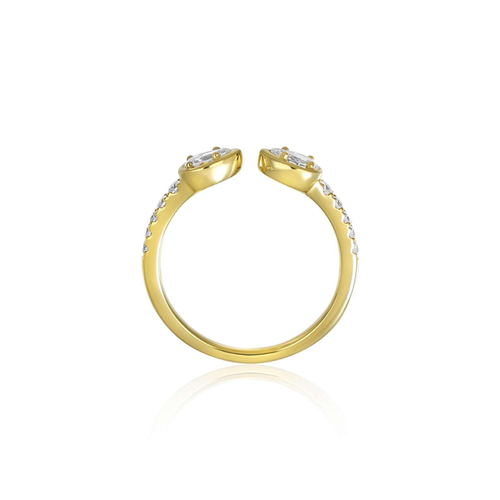 Modern Classic diamond statement ring with 0.41ct brilliant diamonds in claw setting, sleek sculpted band, 2.5g gold