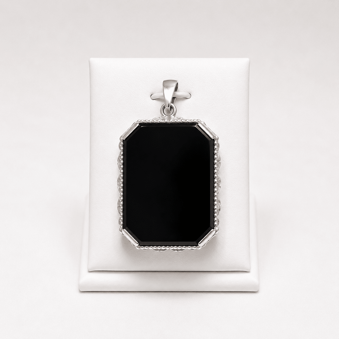 Natural Black Aqeeq 925 Sterling Silver Statement Pendant - Prestige Stones