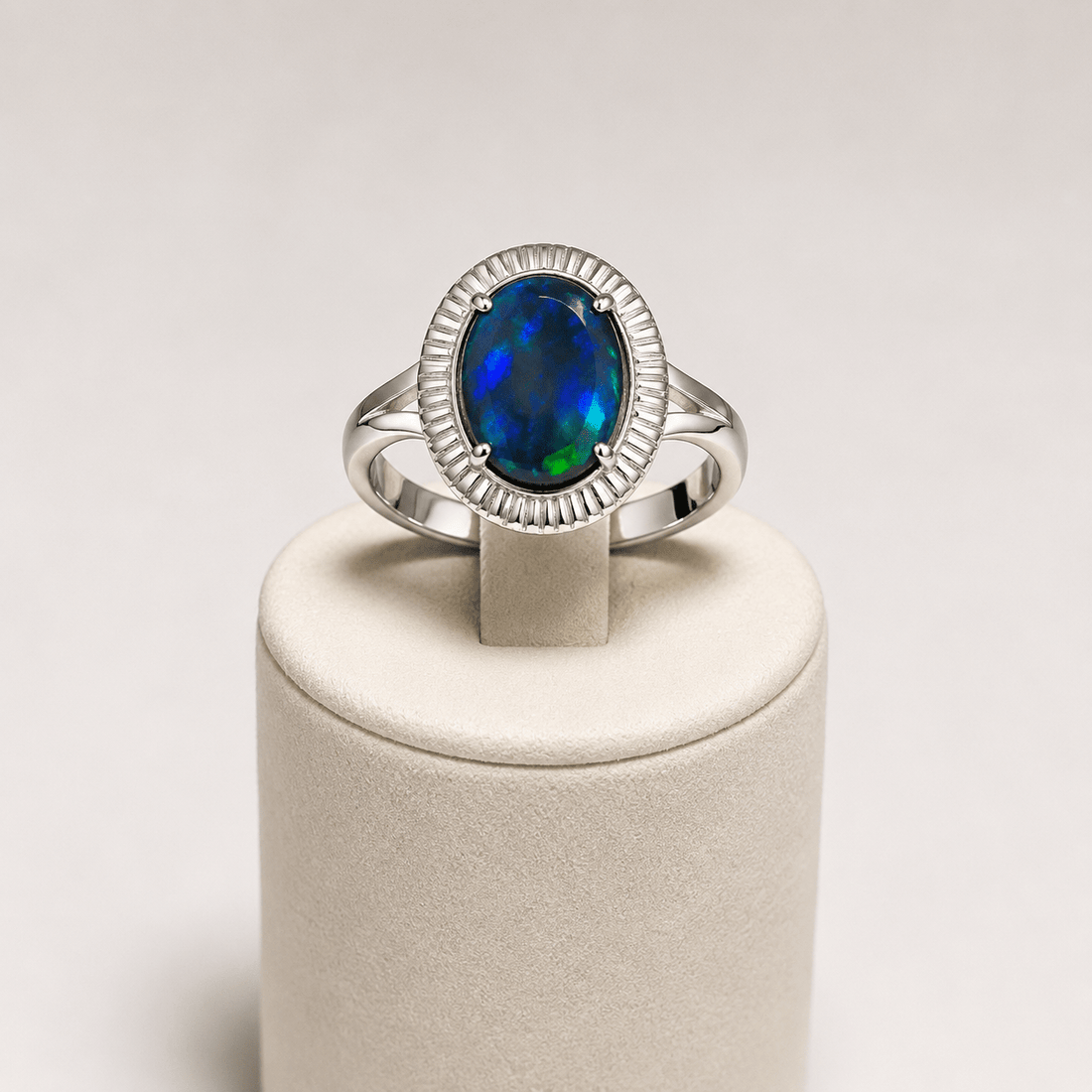 Natural Black Opal 925 Sterling Silver Oval Ring - Prestige Stones