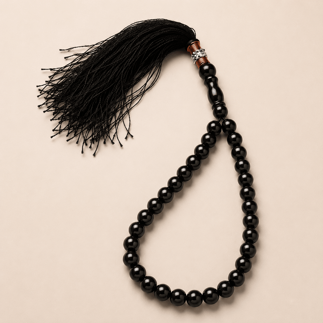 Natural Black Sulemani Aqeeq Tasbih – Polished Agate Prayer Beads - Prestige Stones