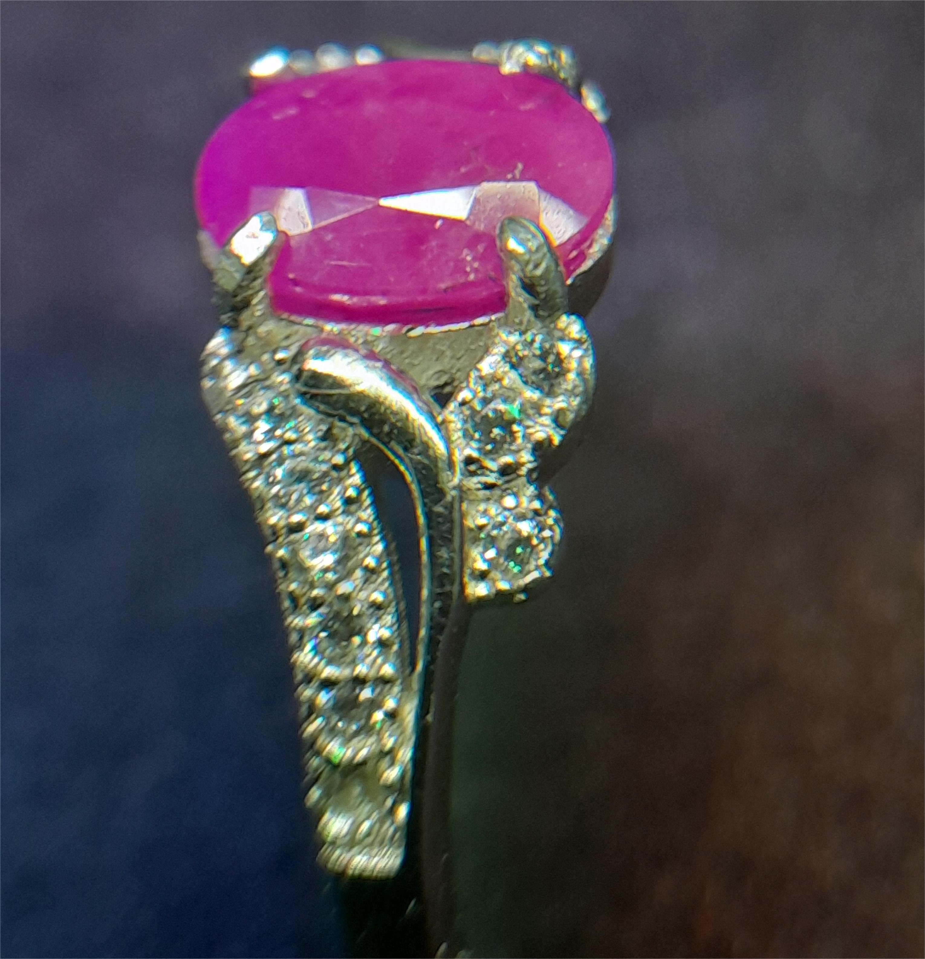 Natural Burmese Ruby Adjustable Oval Ring in 925 Sterling Silver - Prestige Stones