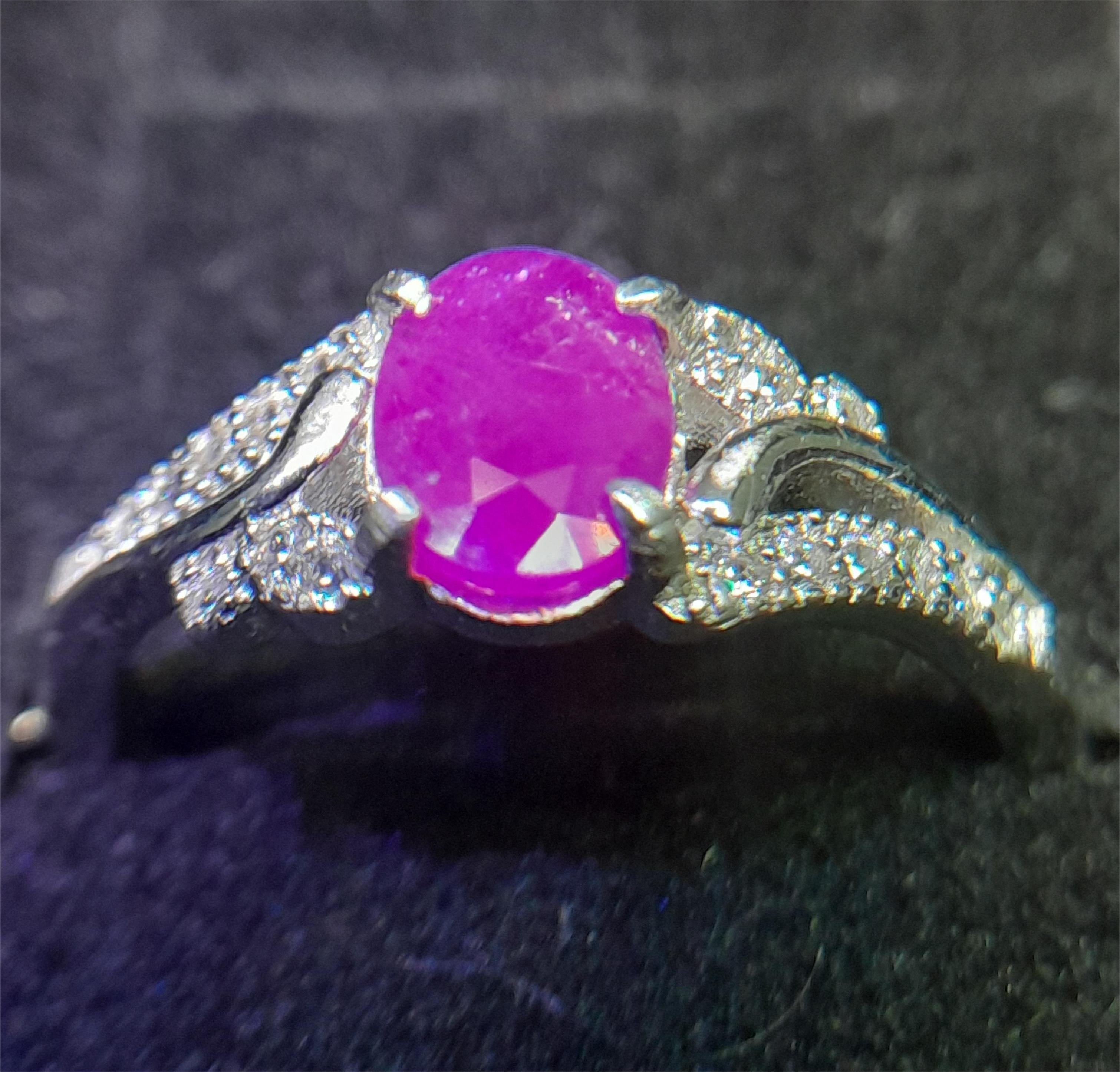 Natural Burmese Ruby Adjustable Oval Ring in 925 Sterling Silver - Prestige Stones